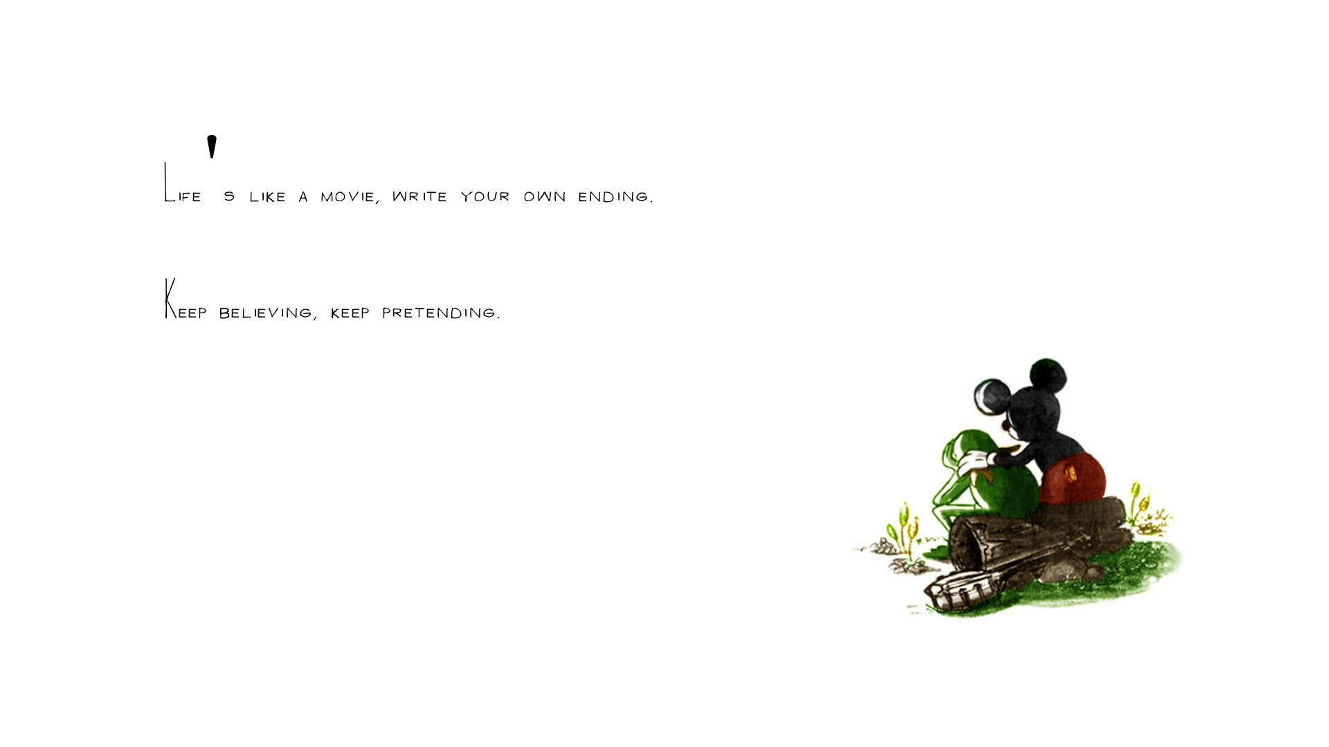 life, mouse, quote, 1920x1080, 1080P, illustration, mickey, movie, quotes, believing, HD Wallpaper