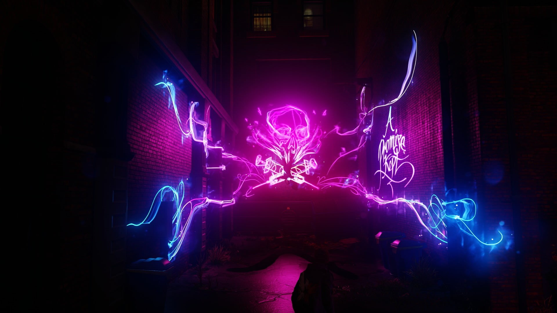purple, human hand, Infamous: Second Son, indoors, human body part, 1080P, people, neon, illuminated, night, technology, representation, architecture, HD Wallpaper