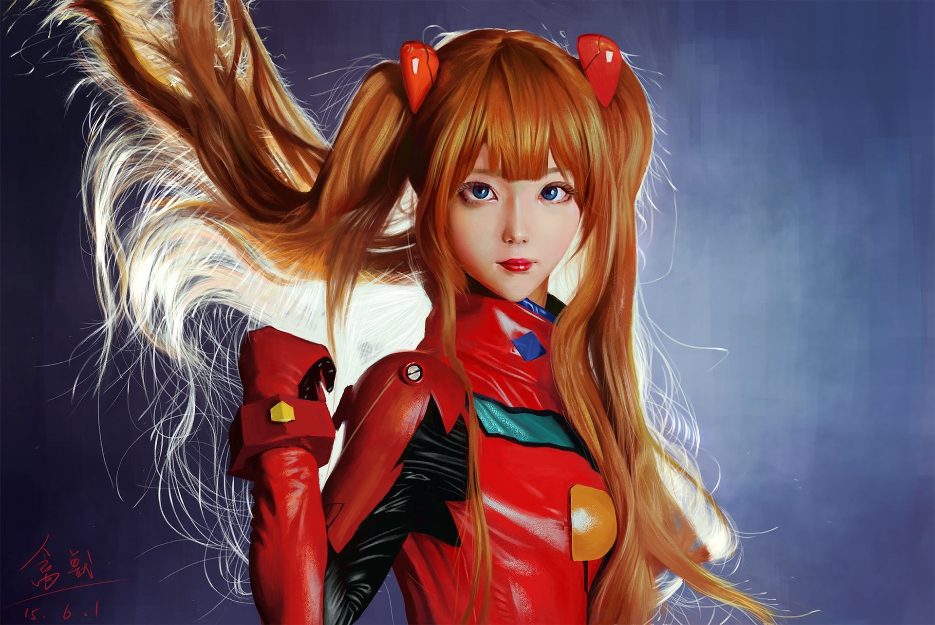 innocence, lifestyles, long hair, front view, Neon Genesis Evangelion, redhead, red, beautiful woman, young women, twintails, portrait, indoors, anime girls, HD Wallpaper