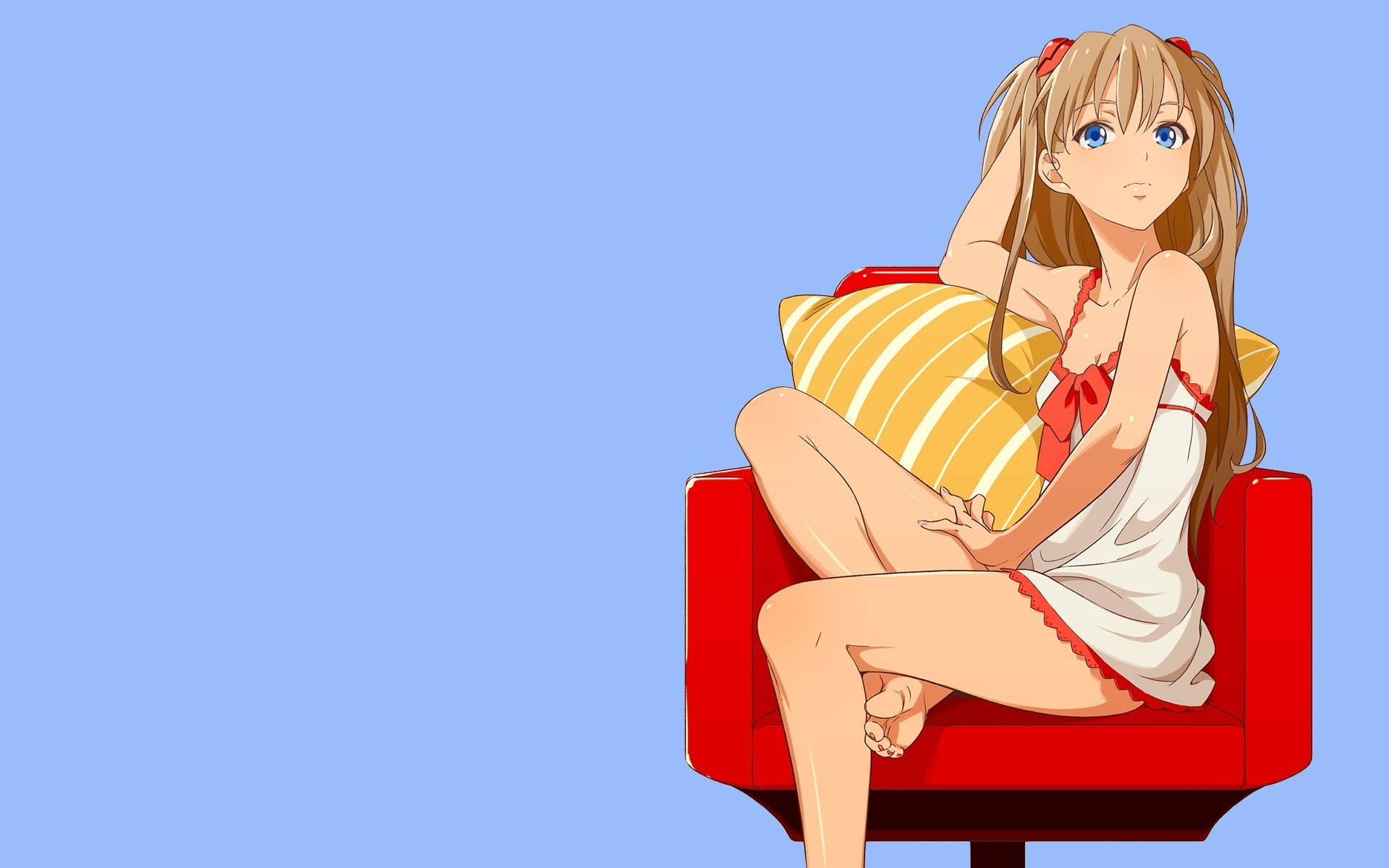 long hair, red, anime, blue, anime girls, sunlight, Asuka Langley Soryu, male likeness, toy, art and craft, representation, human representation, 1080P, HD Wallpaper