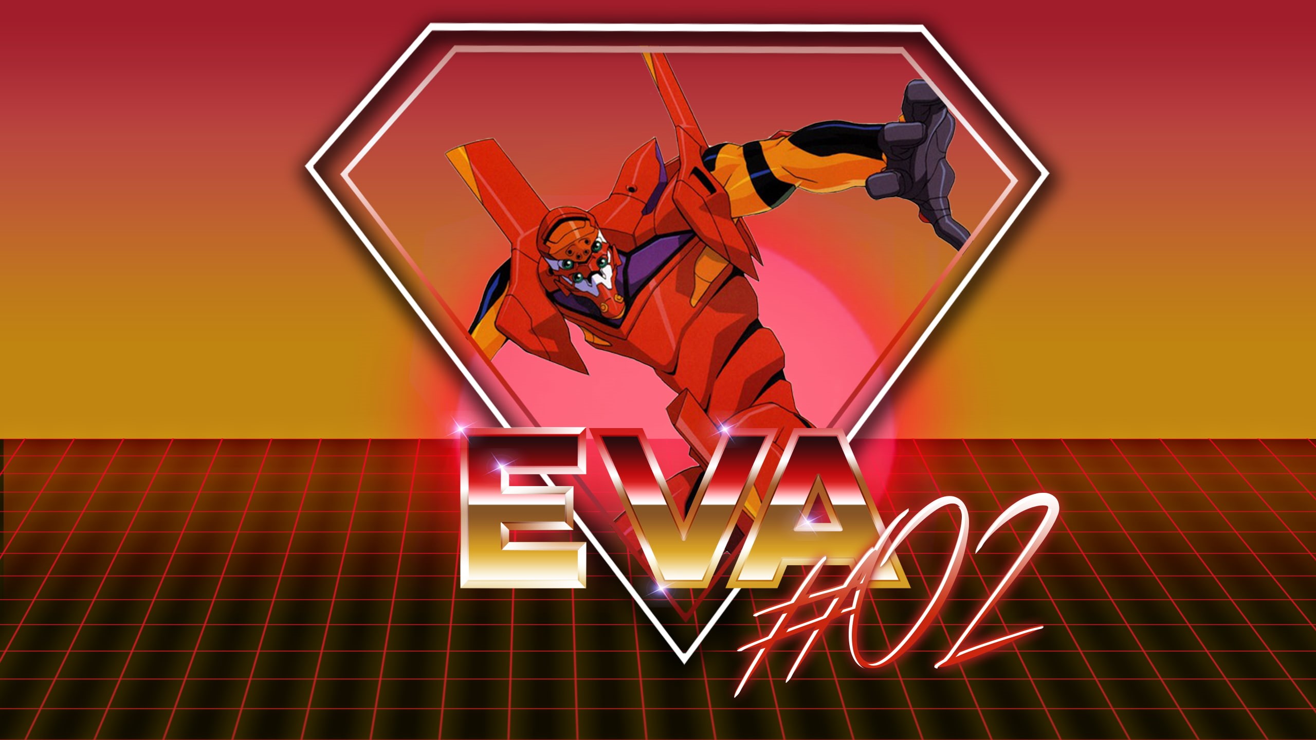 2K, neon, anime, EVA Unit 02, Neon Genesis Evangelion, HD Wallpaper
