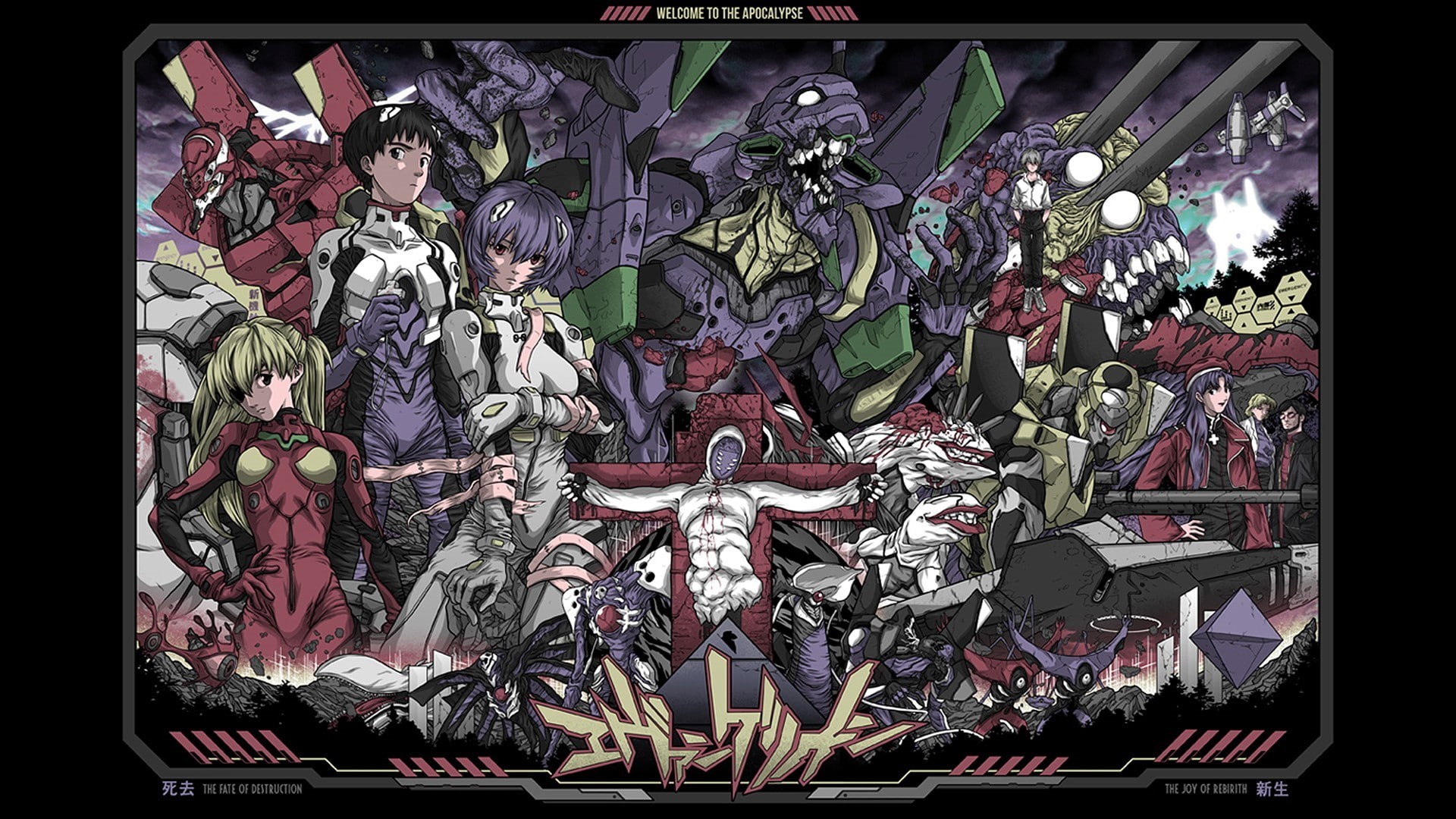 EVA Unit 01, anime boys, EVA Unit 00, EVA Unit 02, Asuka Langley Soryu, Neon Genesis Evangelion, anime girls, Gendo Ikari, 1080P, Ayanami Rei, angle, Ikari, HD Wallpaper