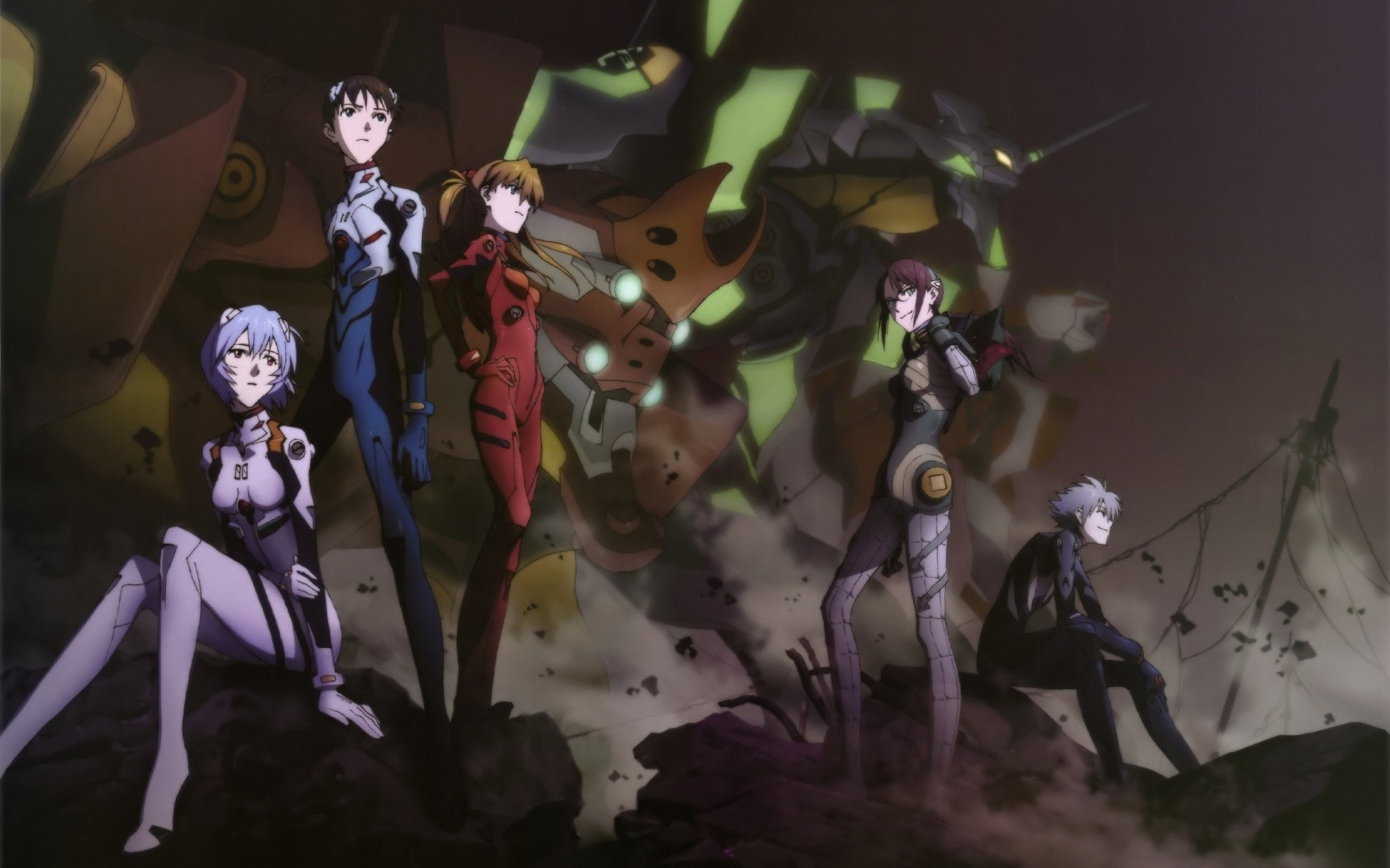 1080P, Kaworu Nagisa, Makinami Mari Illustrious, Ikari Shinji, EVA Unit 00, EVA Unit 02, Ayanami Rei, Neon Genesis Evangelion, EVA Unit 01, Asuka Langley, HD Wallpaper