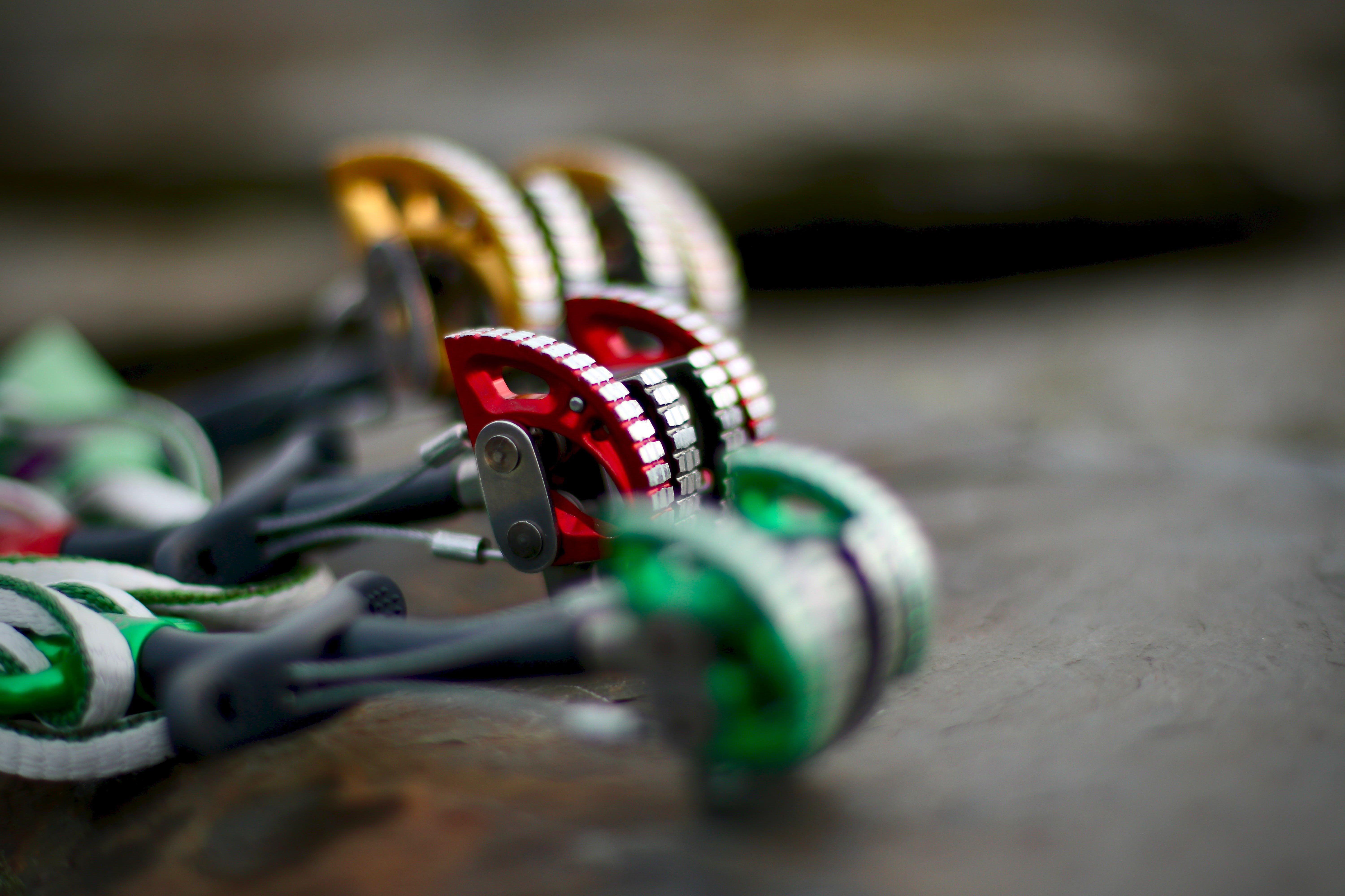 metal, 5K, indoors, security, close-up, large group of objects, multi colored, protection, table, climbing gear, personal accessory, day, man made, bracelet, HD Wallpaper