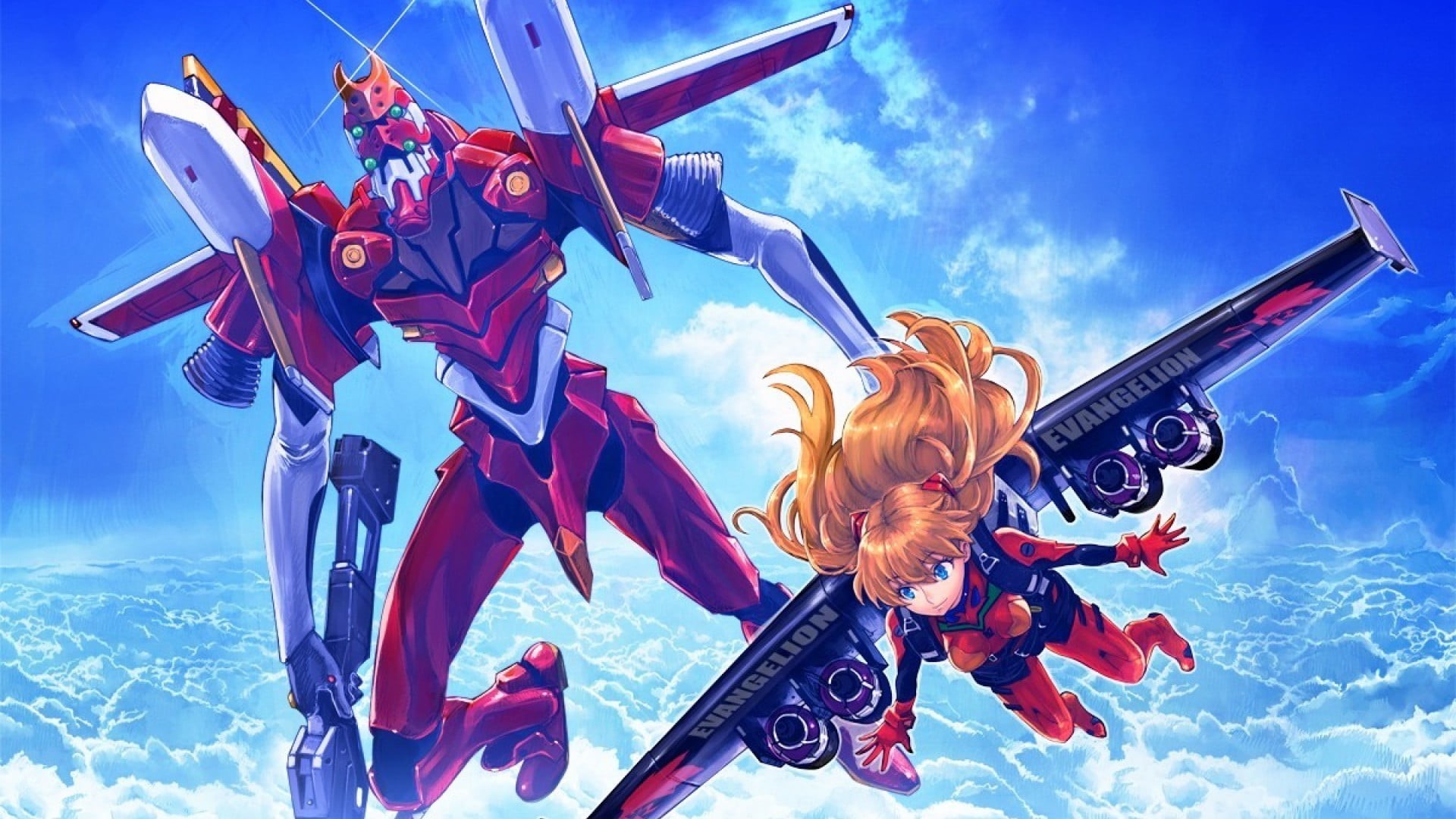 people, multi colored, costume, beauty in nature, technology, representation, nature, 1080P, red, suit, Neon Genesis Evangelion, happiness, poster, EVA Unit 02, HD Wallpaper