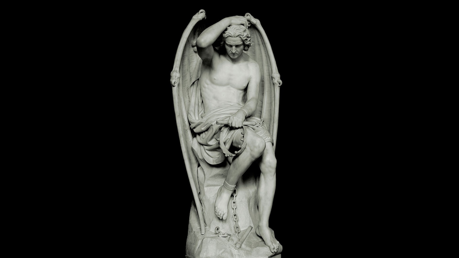 Guillaume Geefs, sculpture, 1080P, Lucifer, HD Wallpaper