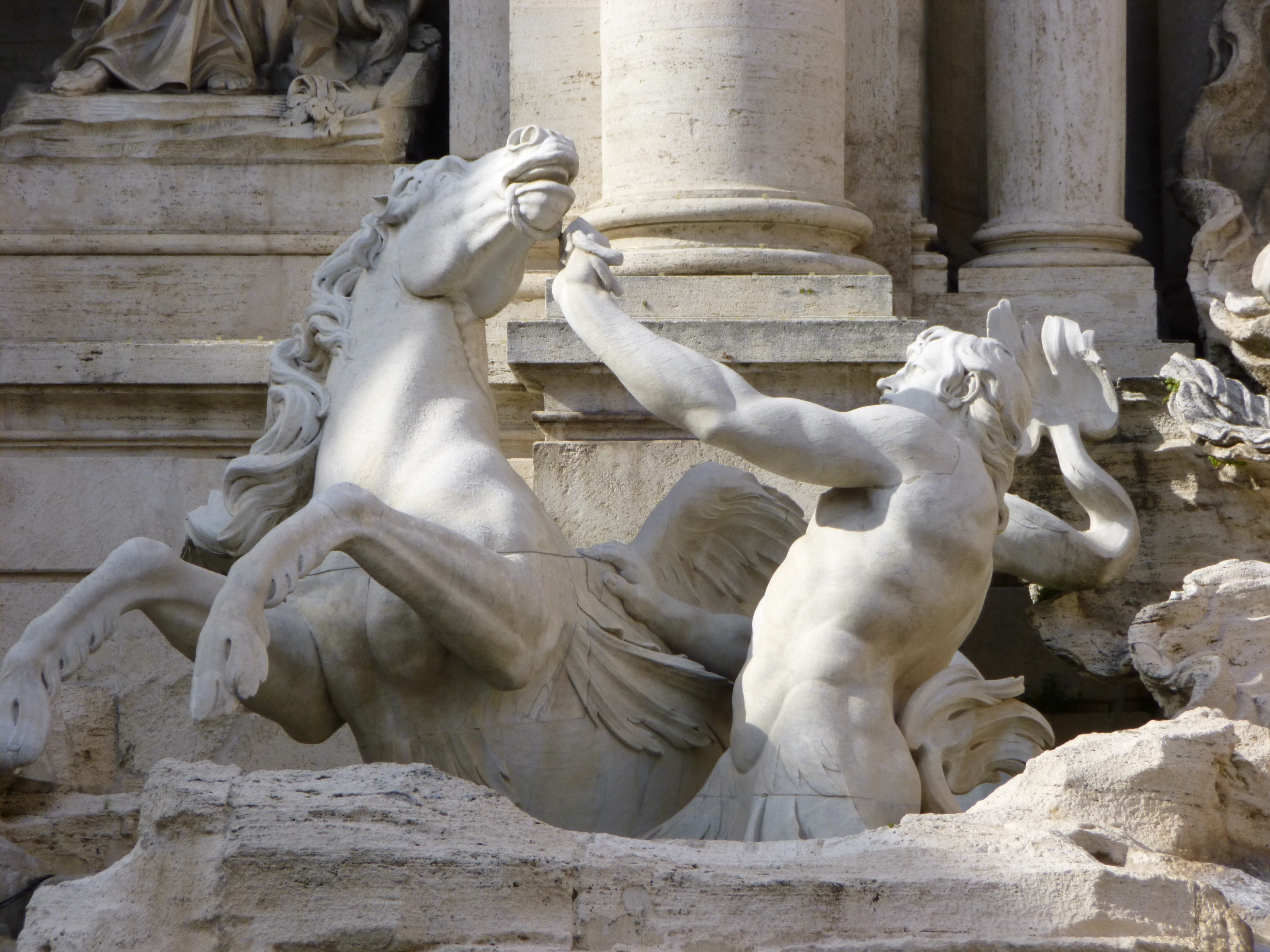 4K, sculpture, day, statue, travel, craft, sightseeing, male likeness, hercules, building exterior, carving - craft product, representation, roma, fontana di trevi, HD Wallpaper