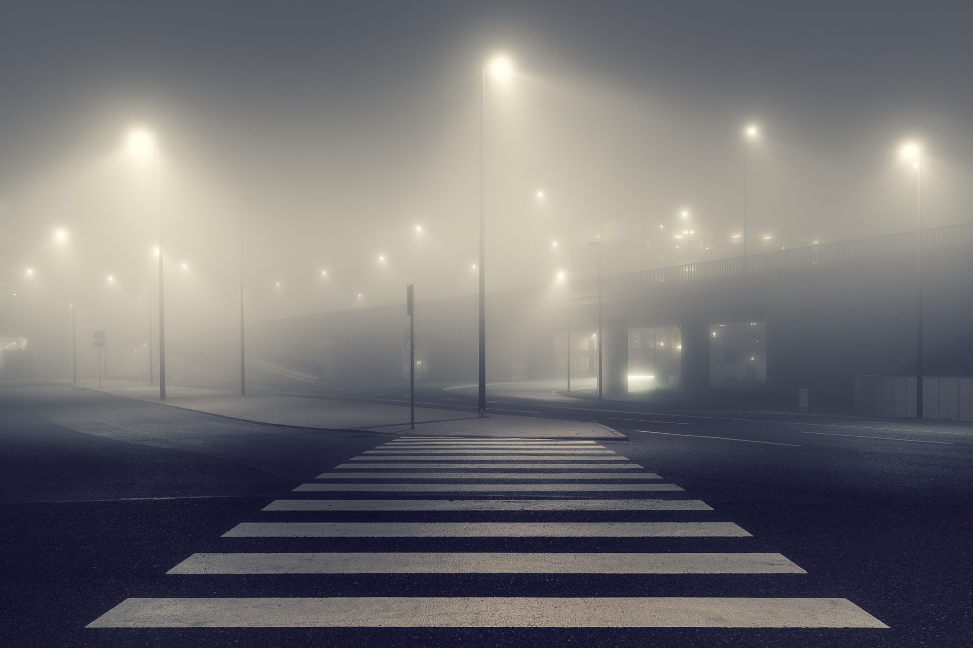 city, night, street light, mist, 1080P, street view, HD Wallpaper