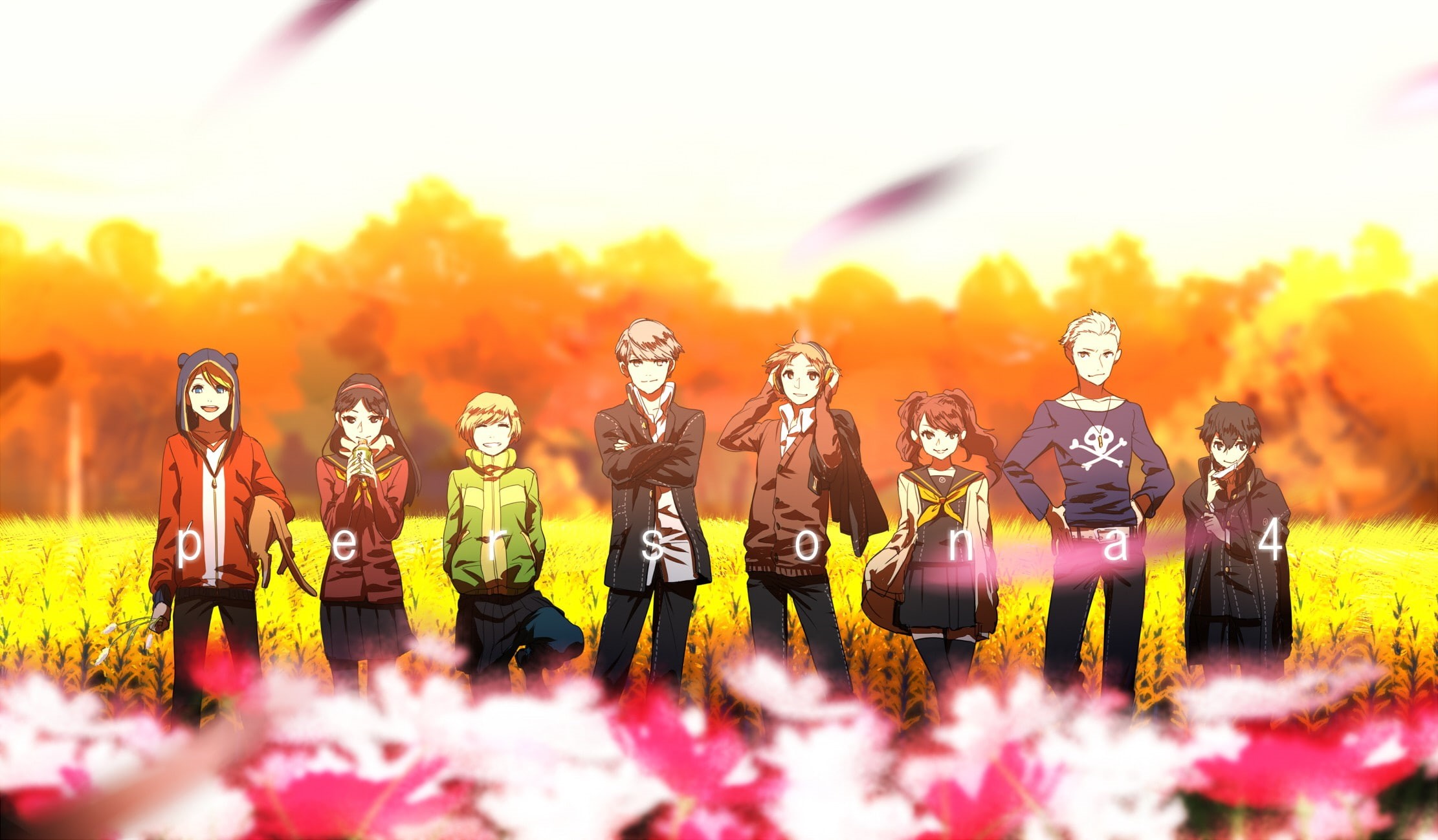 yuu, persona, kanji, yukiko, naoto, kuma, nature, tatsumi, series, narukami, rise, amagi, shirogane, flowers, yosuke, kujikawa, 1080P, chie, satonaka, HD Wallpaper