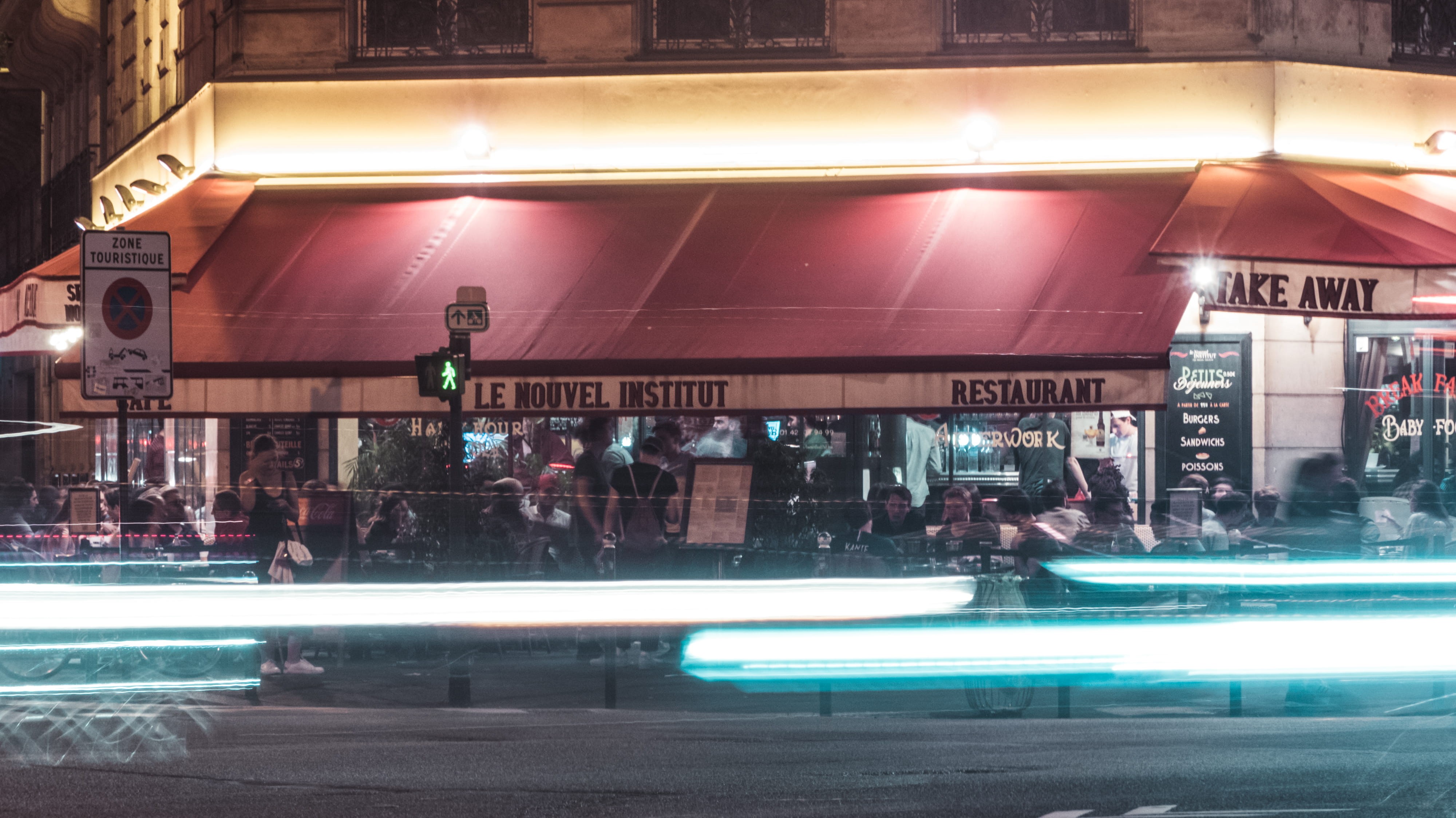 electronics, street, built structure, women, diner, building exterior, indoors, motion, cafe, city, group of people, lighting, crowd, city life, incidental people, HD Wallpaper