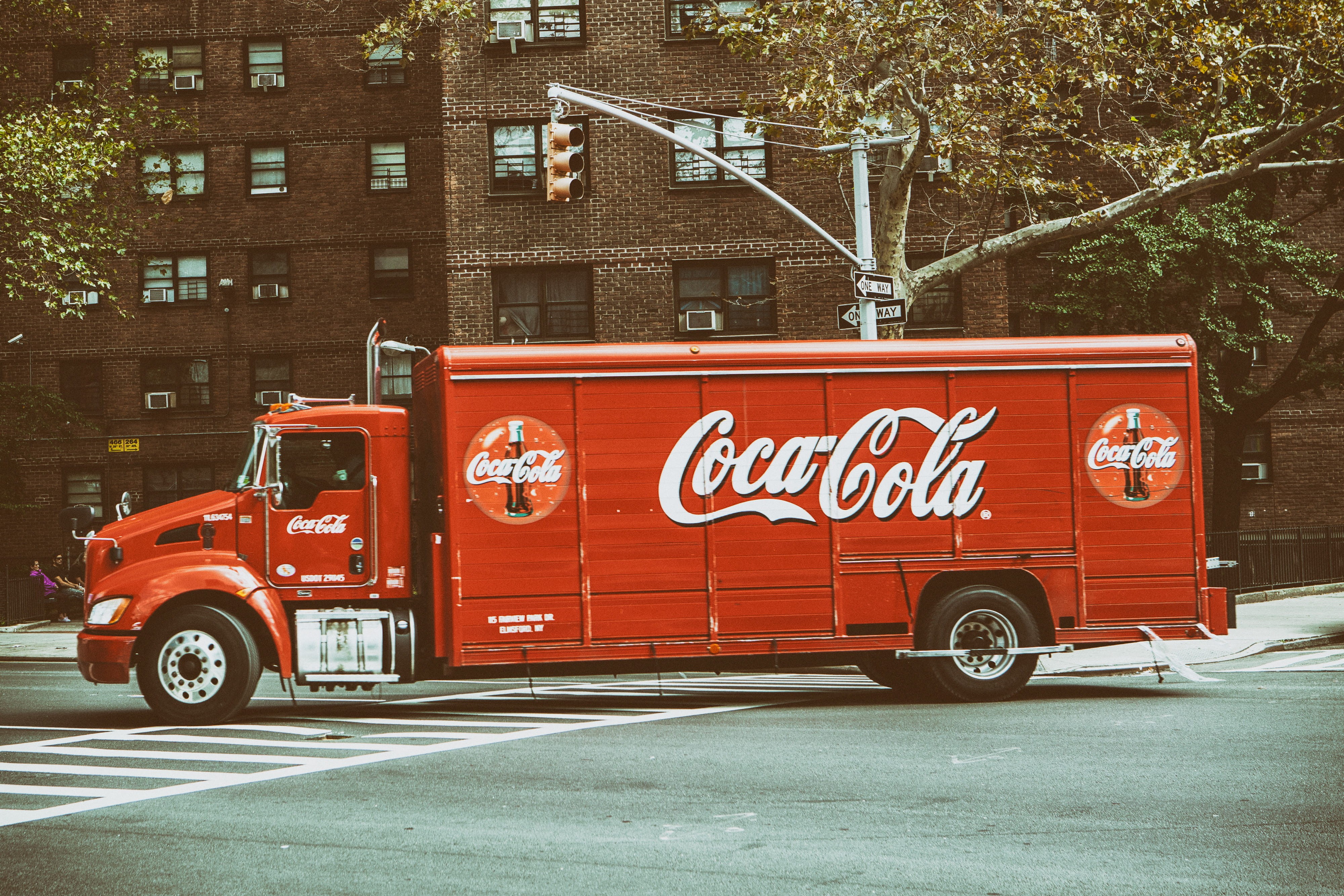 nYC, red, street, new, the streets, day, outdoors, building, built structure, mode of transportation, mode of transport, sign, 4K, land Vehicle, New York City, HD Wallpaper