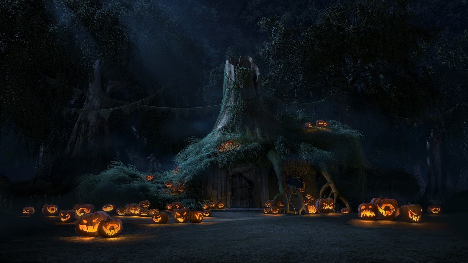 Halloween, Cottage, 1080P, House, Forest, Light, Holiday, Jack-o-lantern, HD Wallpaper