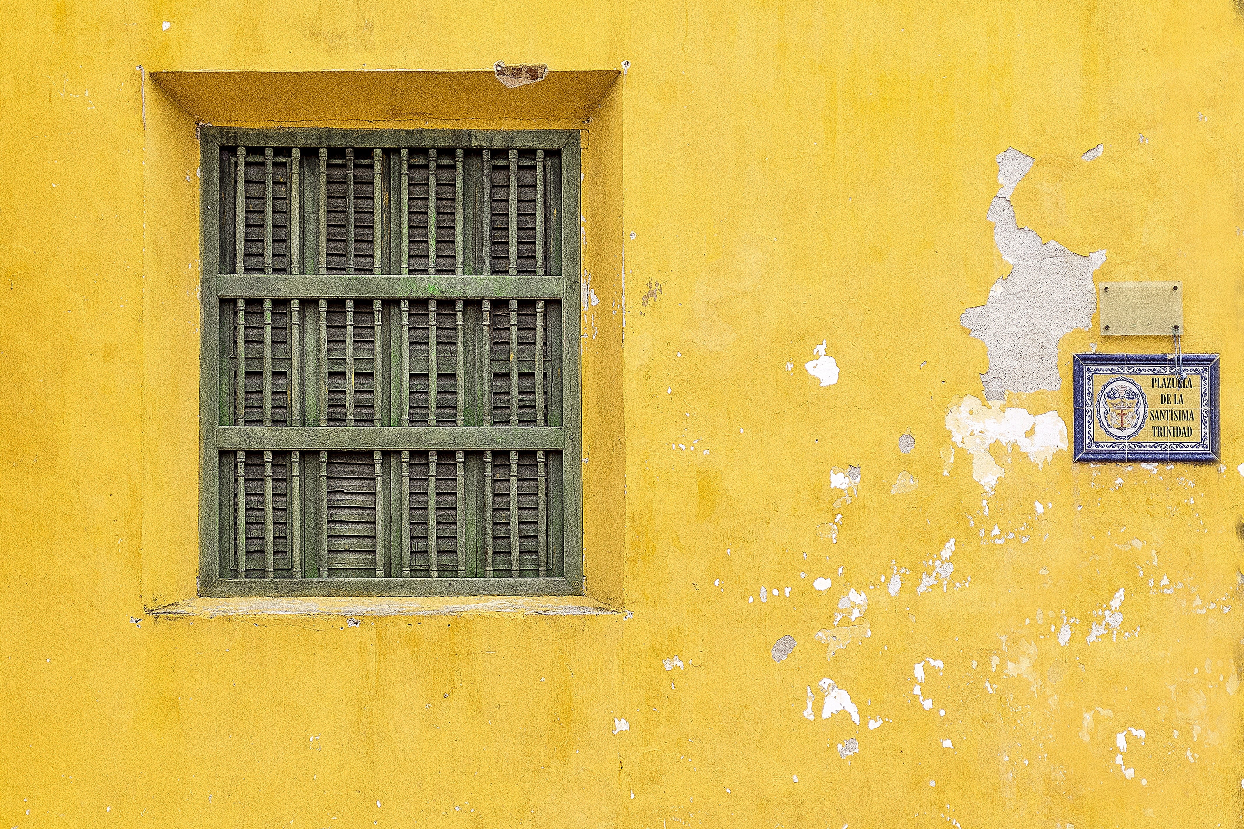 wooden, green, caribbean, ancient, closed, building, colombia, window, outdoors, house, window frame, yellow, 4K, security, spanish, residential district, HD Wallpaper