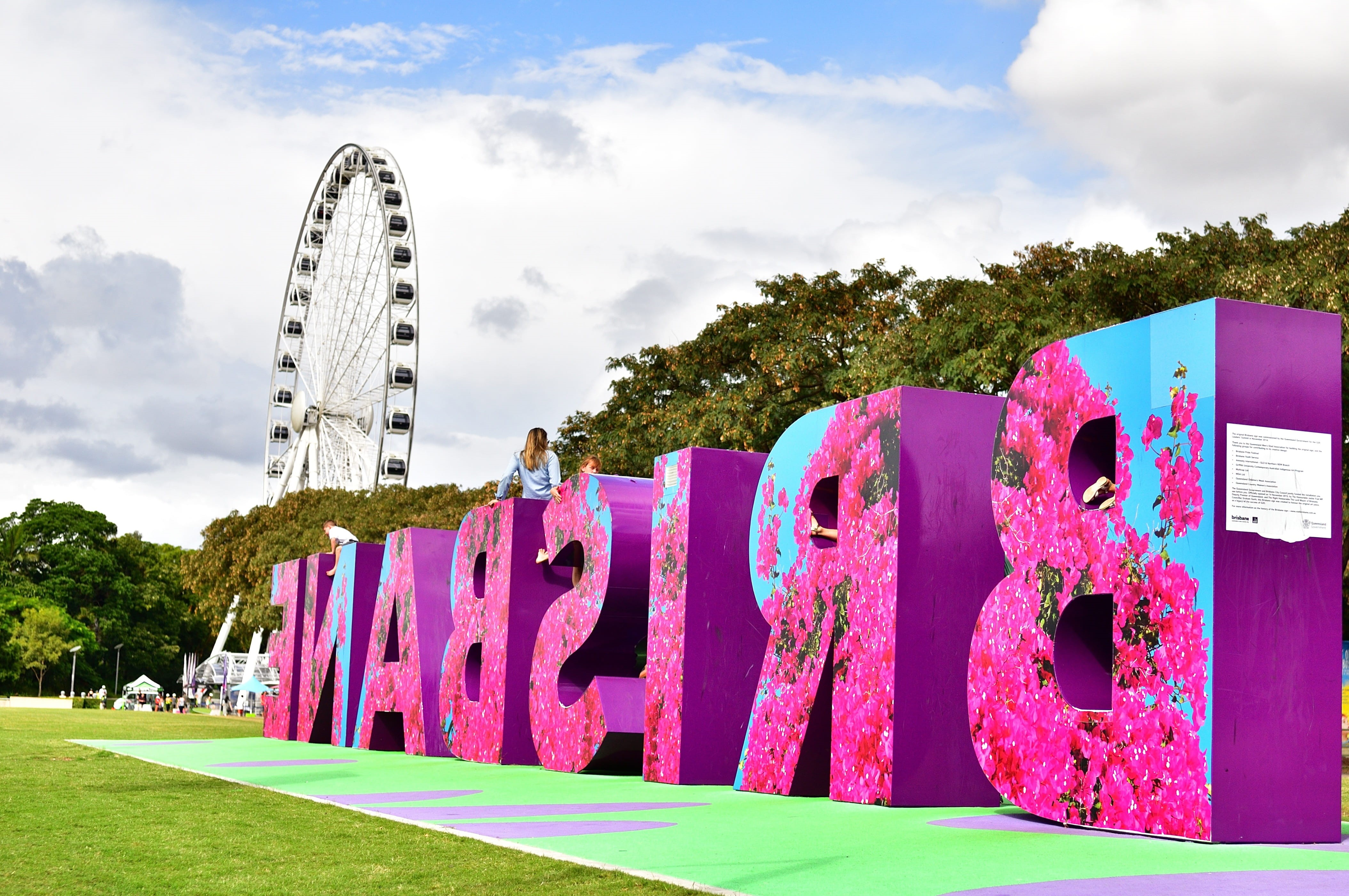 travel destinations, pink color, parklands, amusement park, landmark, leisure activity, Brisbane, brisbane, plant, tree, incidental people, australia, Australia, HD Wallpaper