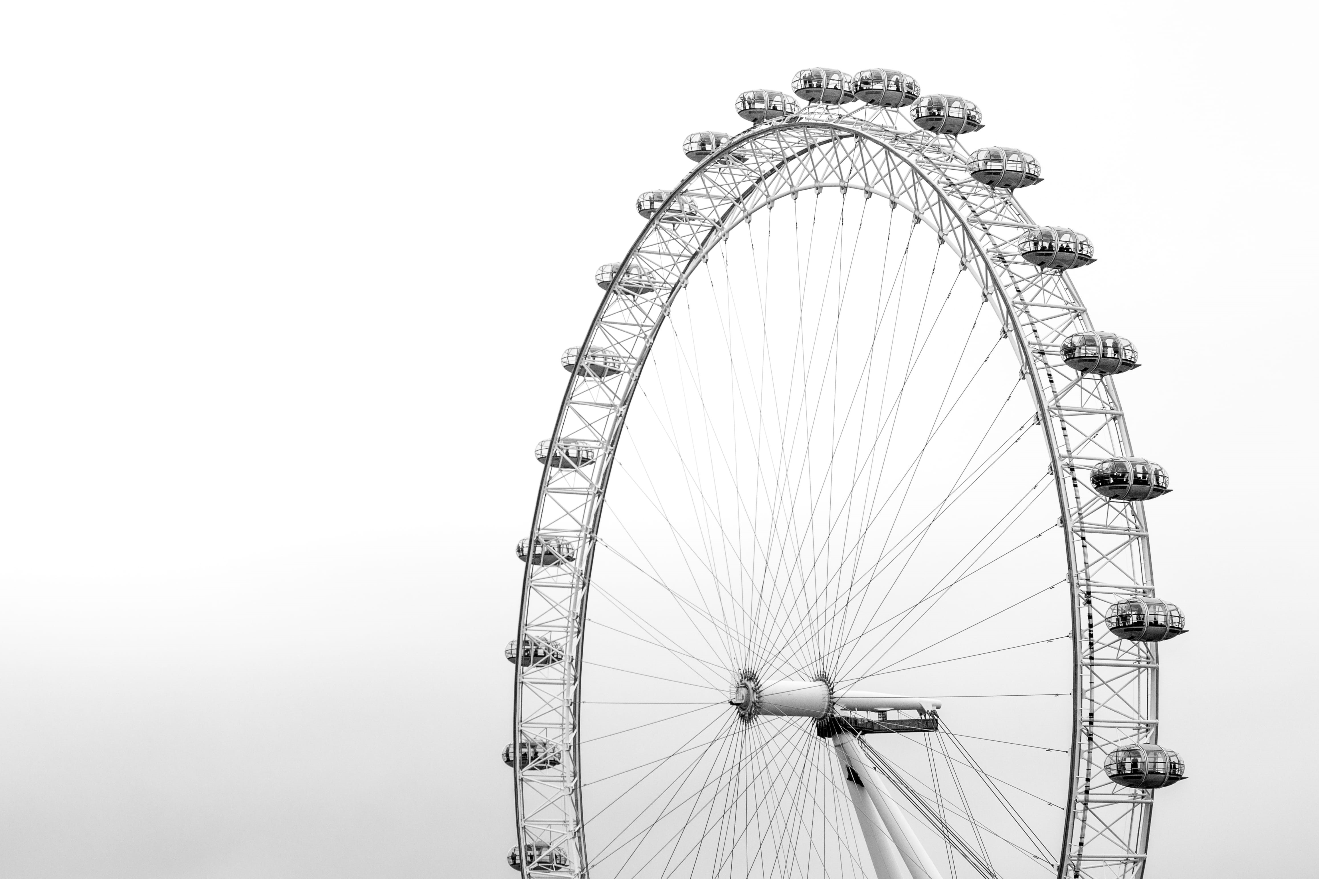 nature, photo, day, black And White, fun, 4K, sky, amusement park, outdoors, traveling carnival, low angle view, architecture, amusement Park Ride, circle, HD Wallpaper