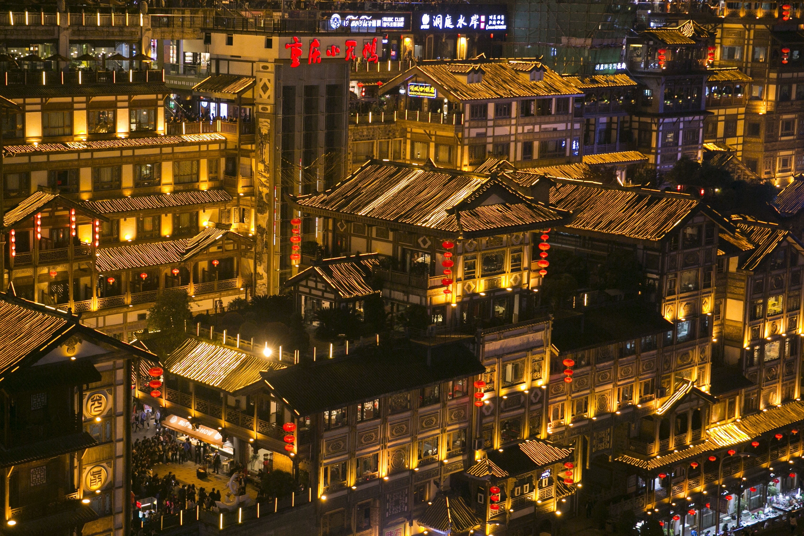 buildings, Hongya, full frame, europe, highrise, residential district, outdoors, nature, dusk, crowded, building Exterior, 2K, high angle view, city life, HD Wallpaper