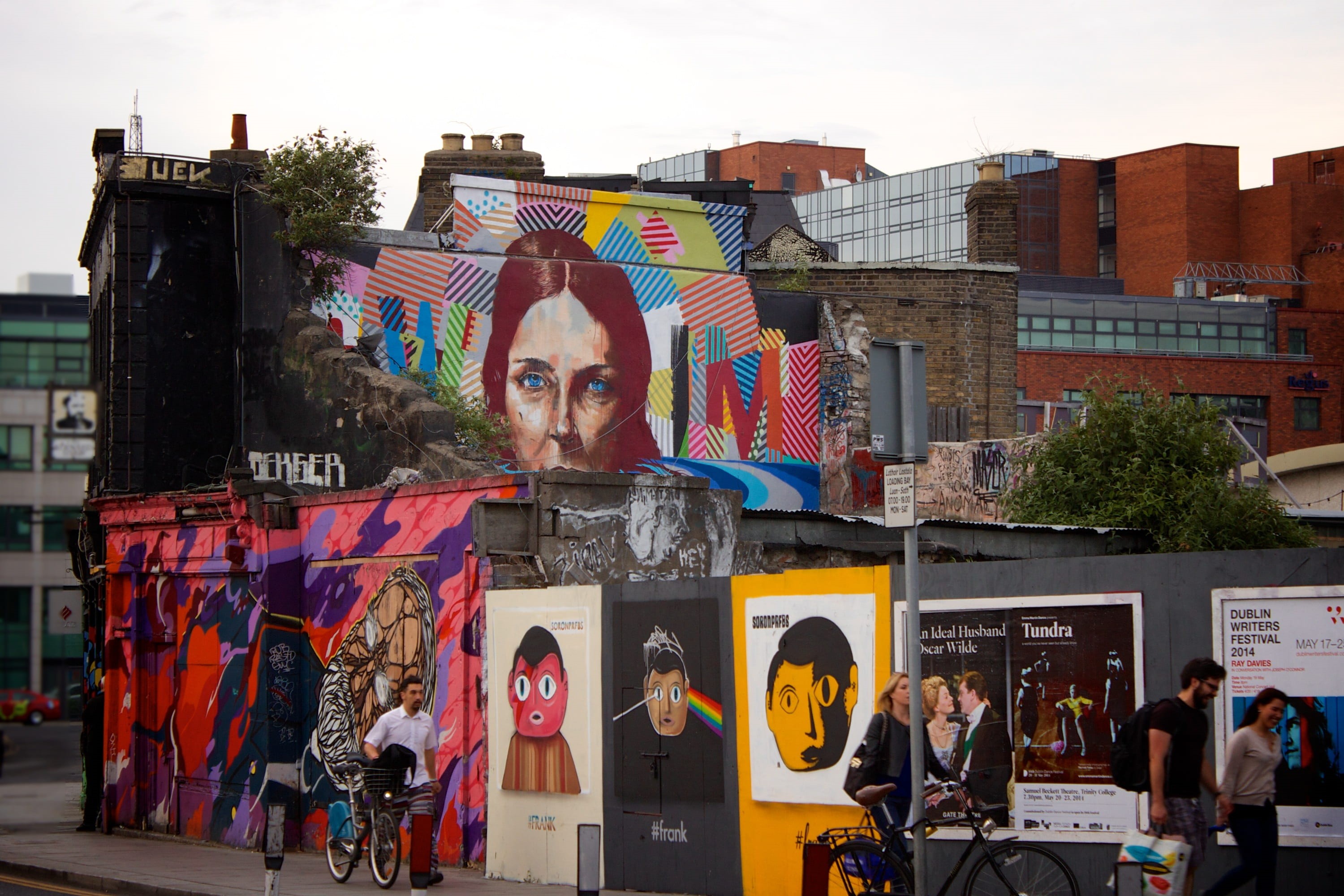 pedestrians, wall, paint, street, building exterior, city life, female likeness, near, text, mural, city, spray paint, people, human representation, sidewalk, HD Wallpaper