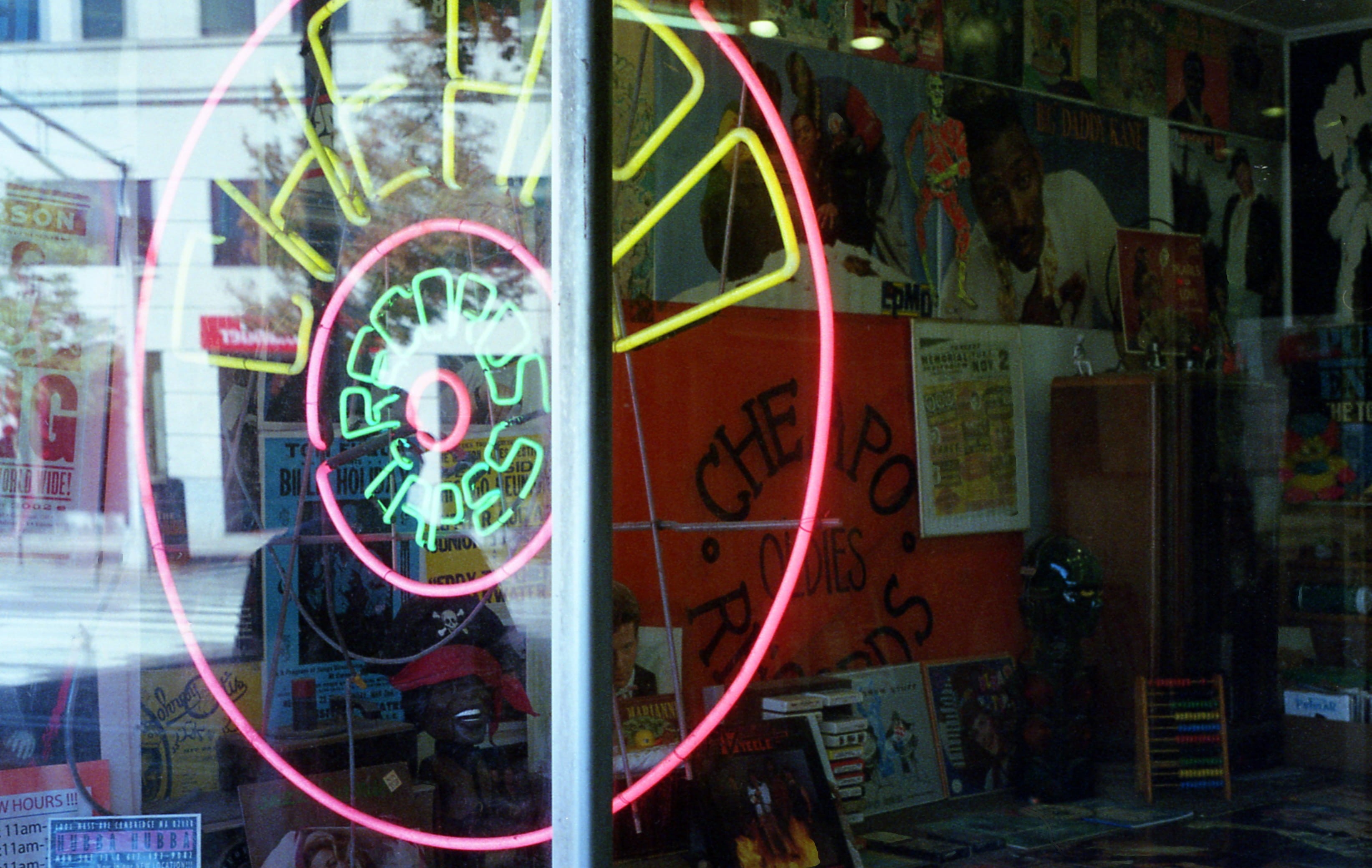 neon lights, store, records, neon, design, neon sign, colors, building exterior, shop window, close-up, storefront, outdoors, architecture, glass, sign, HD Wallpaper