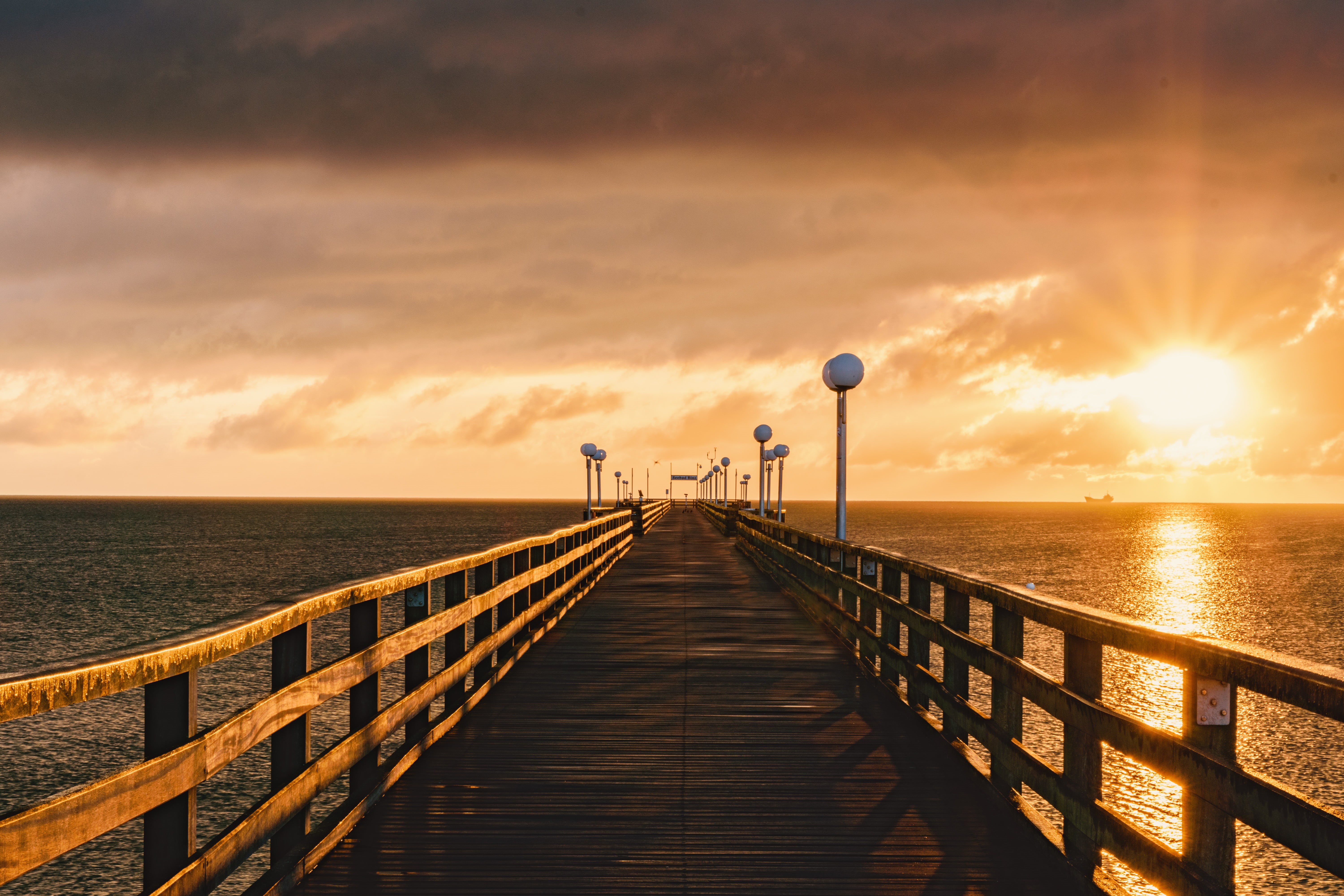 Ostsee, Meer, summer, nature, coastline, surrounded, body, 5K, Wasser, sky, brown, water, sea, Pier, sunset, Ruegen, beach, wooden, dock, Natur, body of water, HD Wallpaper