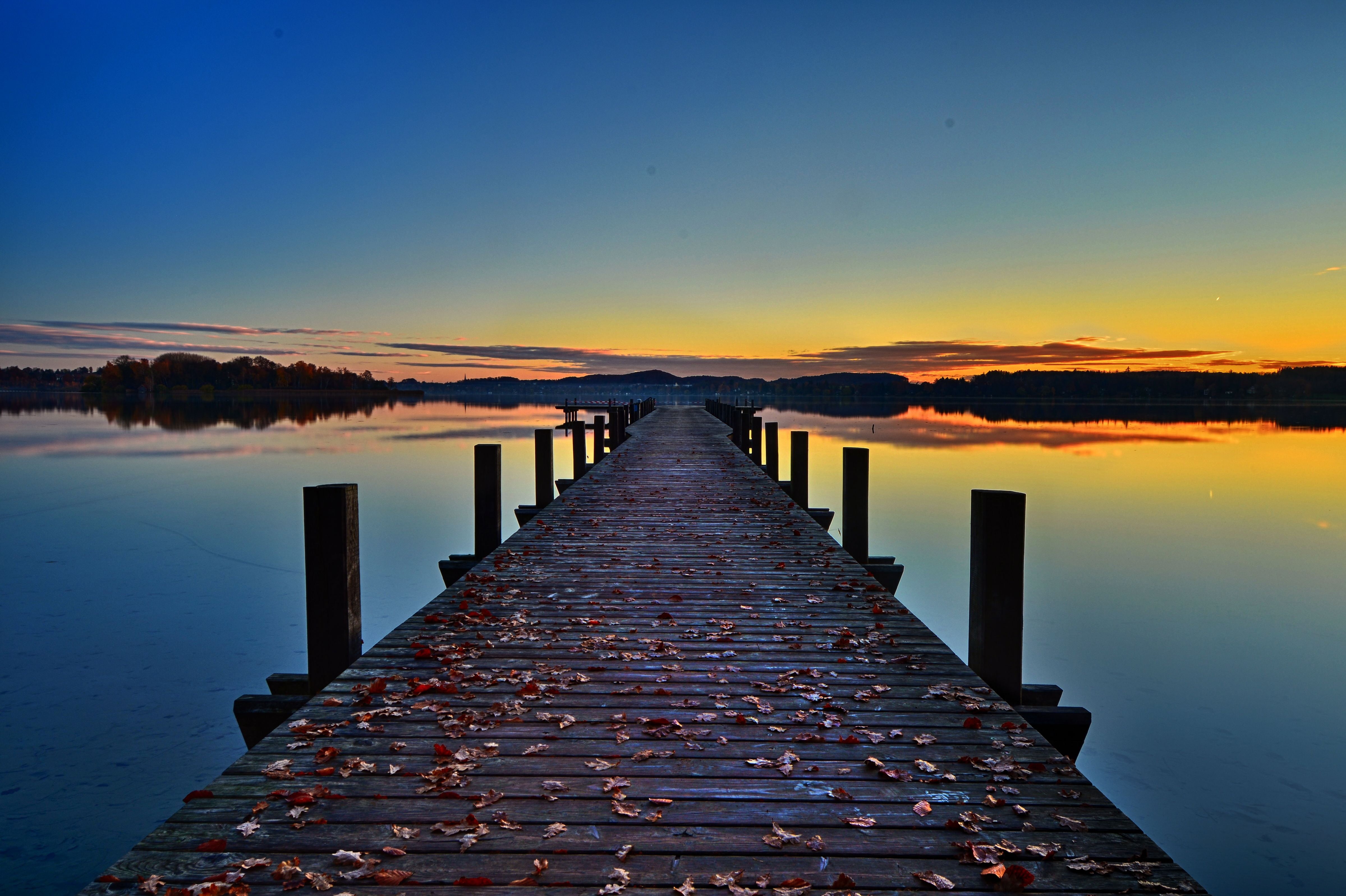 morgens, clouds, Nikon, mirror, Morgen, dried, morning, wooden, Bayern, Stille, lake, sunrise, sea, Himmel, colour, Germany, Ruhe, Oberbayern, reflections, HD Wallpaper