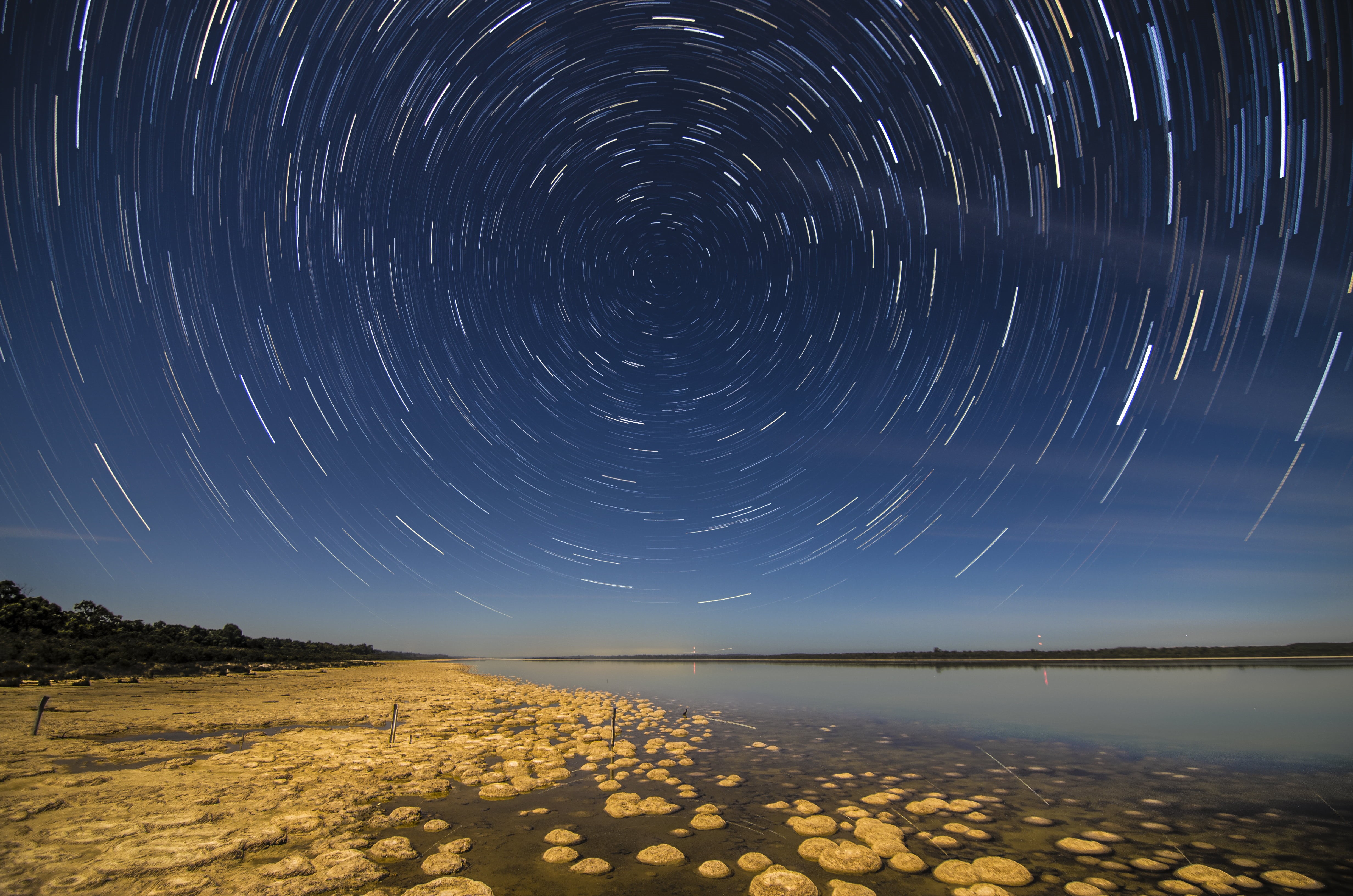stacked, calm, tracks, 16mm, D5100, star - Space, body, timelapse, tokina, Astrophotography, long exposure, Thrombolites, rural, stack, body of water, landscape, HD Wallpaper