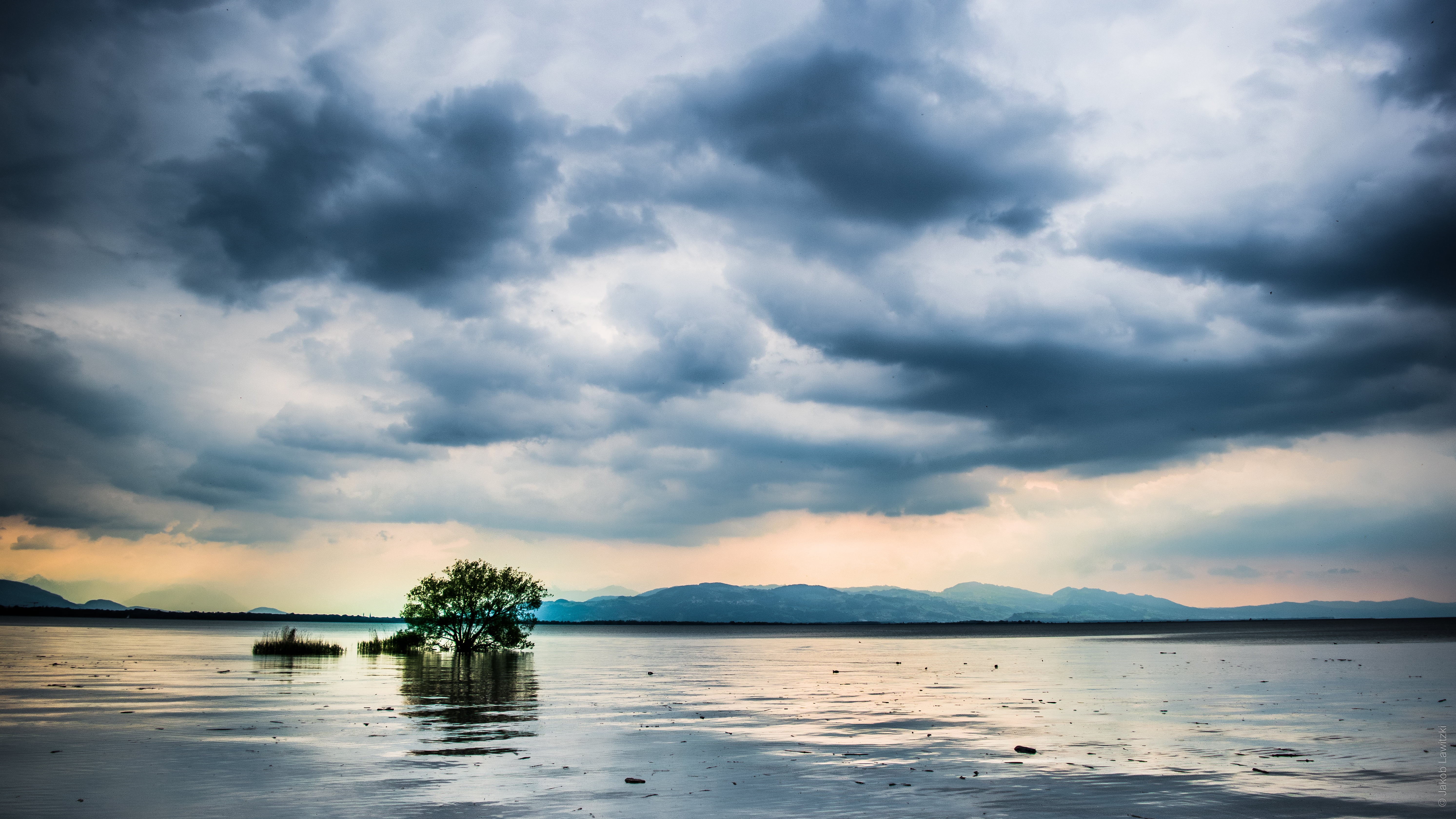 sea, beauty In Nature, Tree, cloudscape, sky, nature, Clouds, cloudy, water, Lake, Lindau, body, body of water, Flooded, outdoors, reflection, scenics, HD Wallpaper