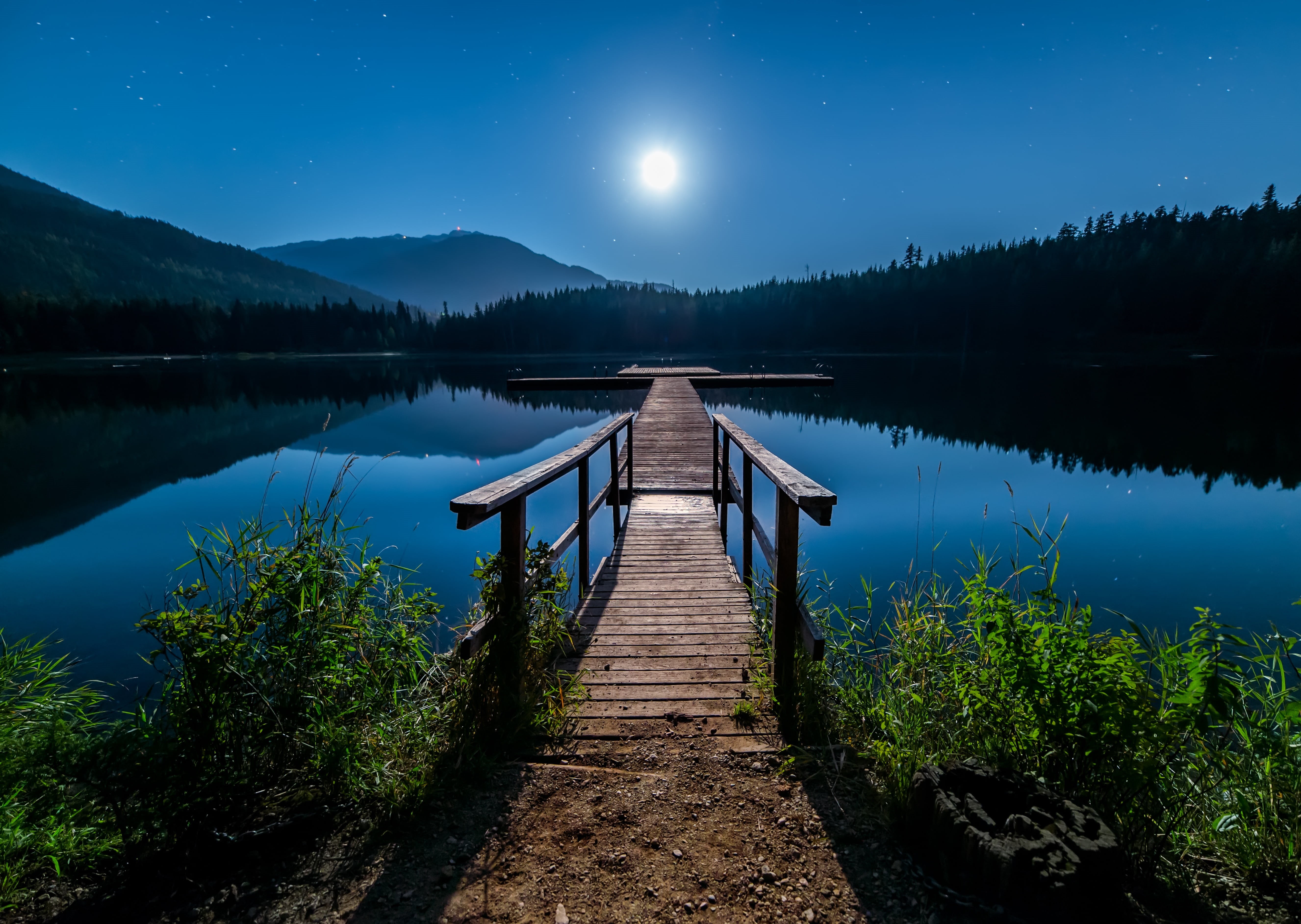 calm, outdoors, natural, non-urban scene, bright, scenery, wood, beauty in nature, blue, moon, colorful, tranquility, background, outdoor, evening, dark, HD Wallpaper