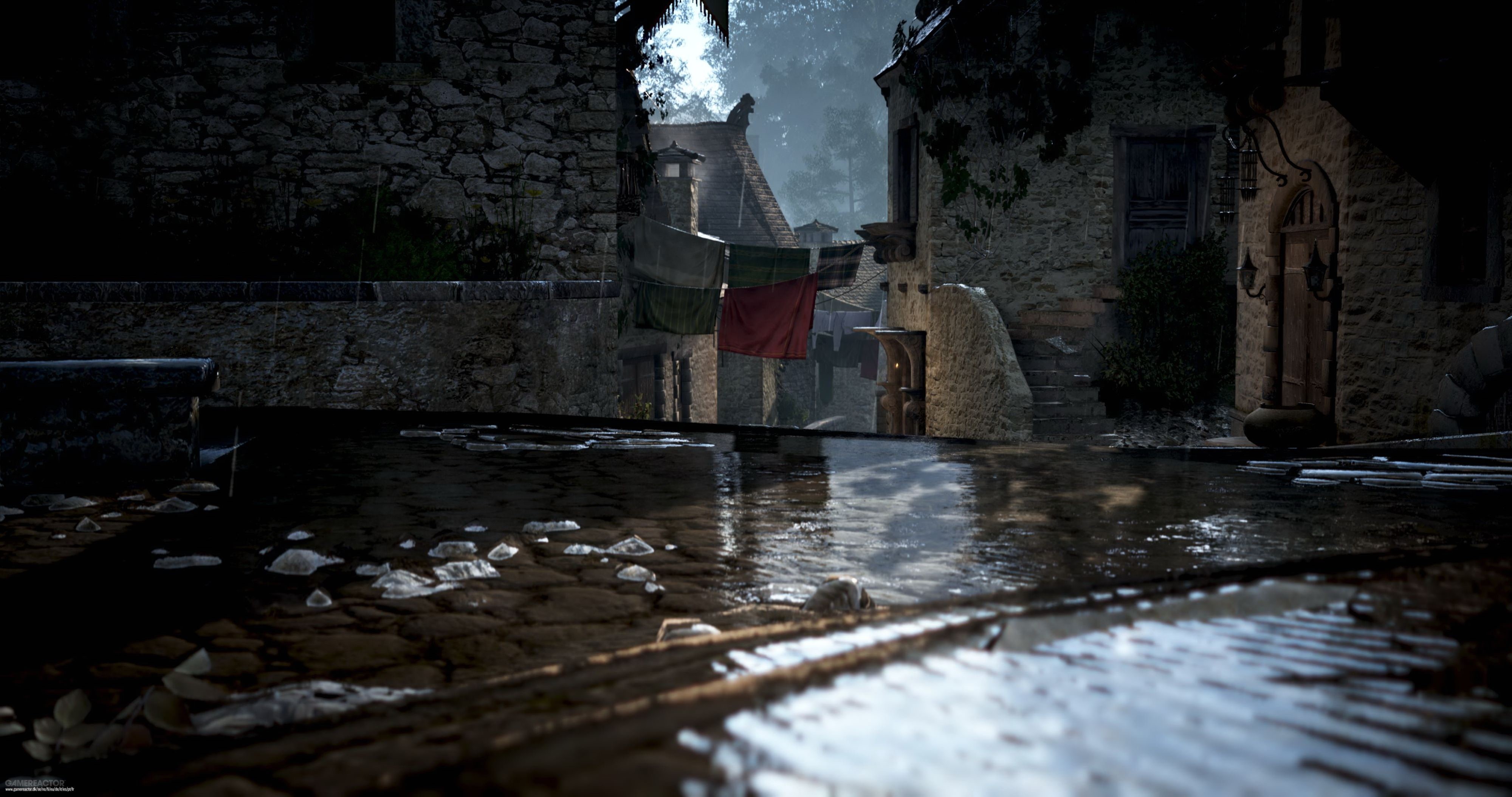 fighting, action, no people, mmo, day, wet, online, 4K, flowing water, outdoors, nature, rain, fantasy, puddle, rpg, city, rainy season, water, reflection, HD Wallpaper