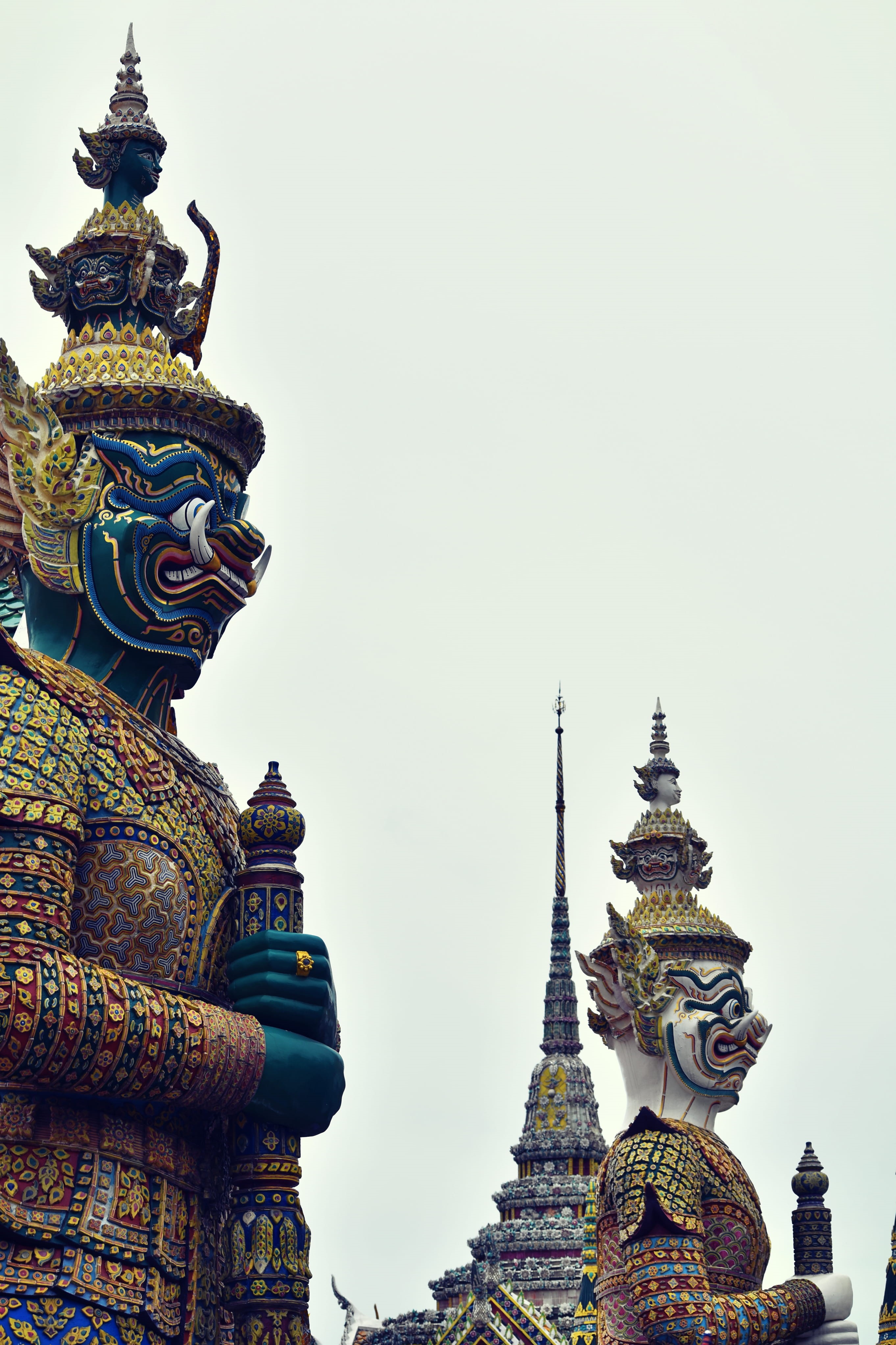 creativity, sculpture, ornate, thailand, sky, spirituality, demon - fictional character, aisa, statue, low angle view, human representation, no people, Phone HD Wallpaper
