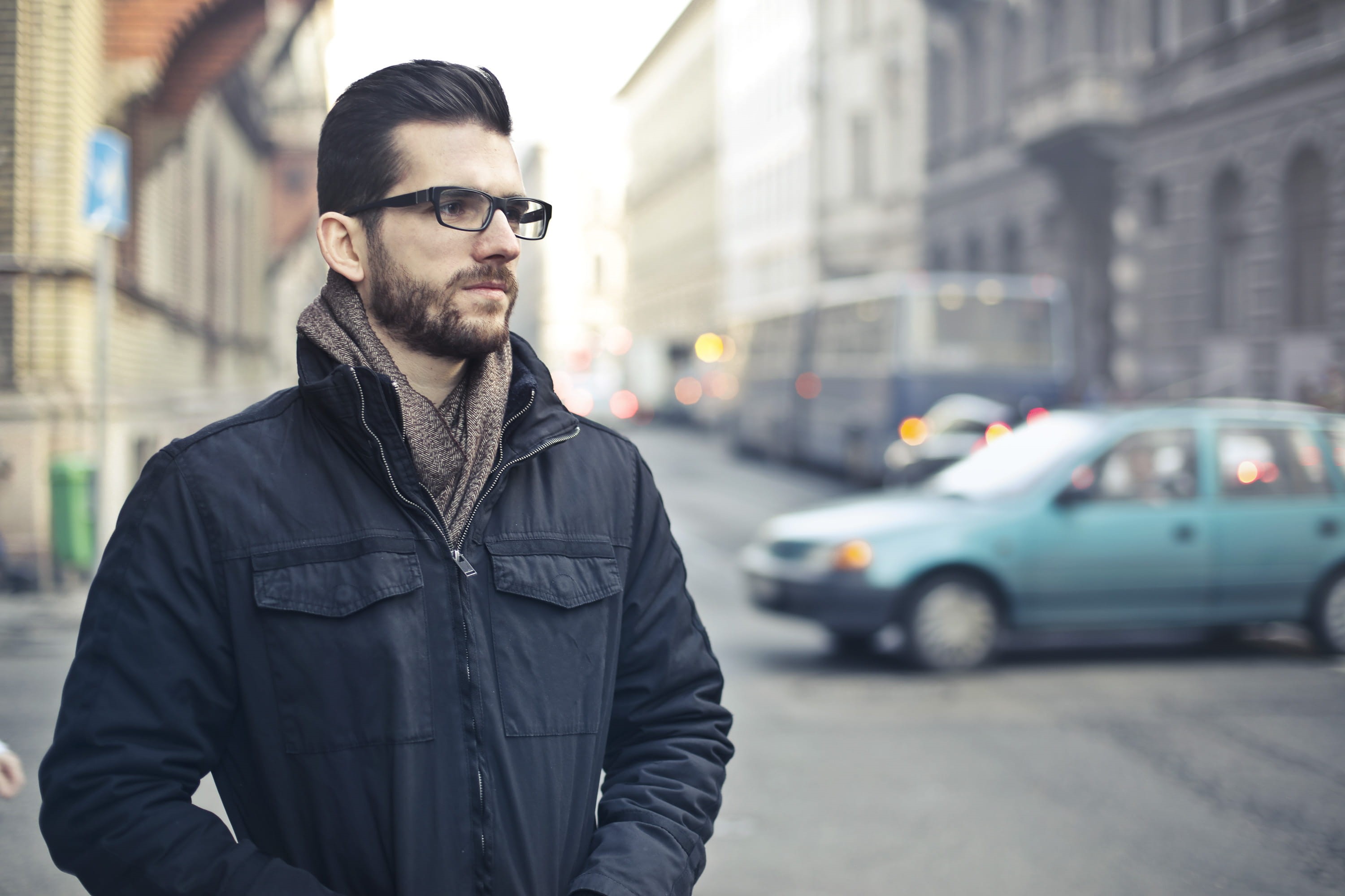 winter, thinking, caucasian, men, thoughtful, architecture, road, mode of transportation, young, transportation, man, handsome, one person, black zip jacket, HD Wallpaper