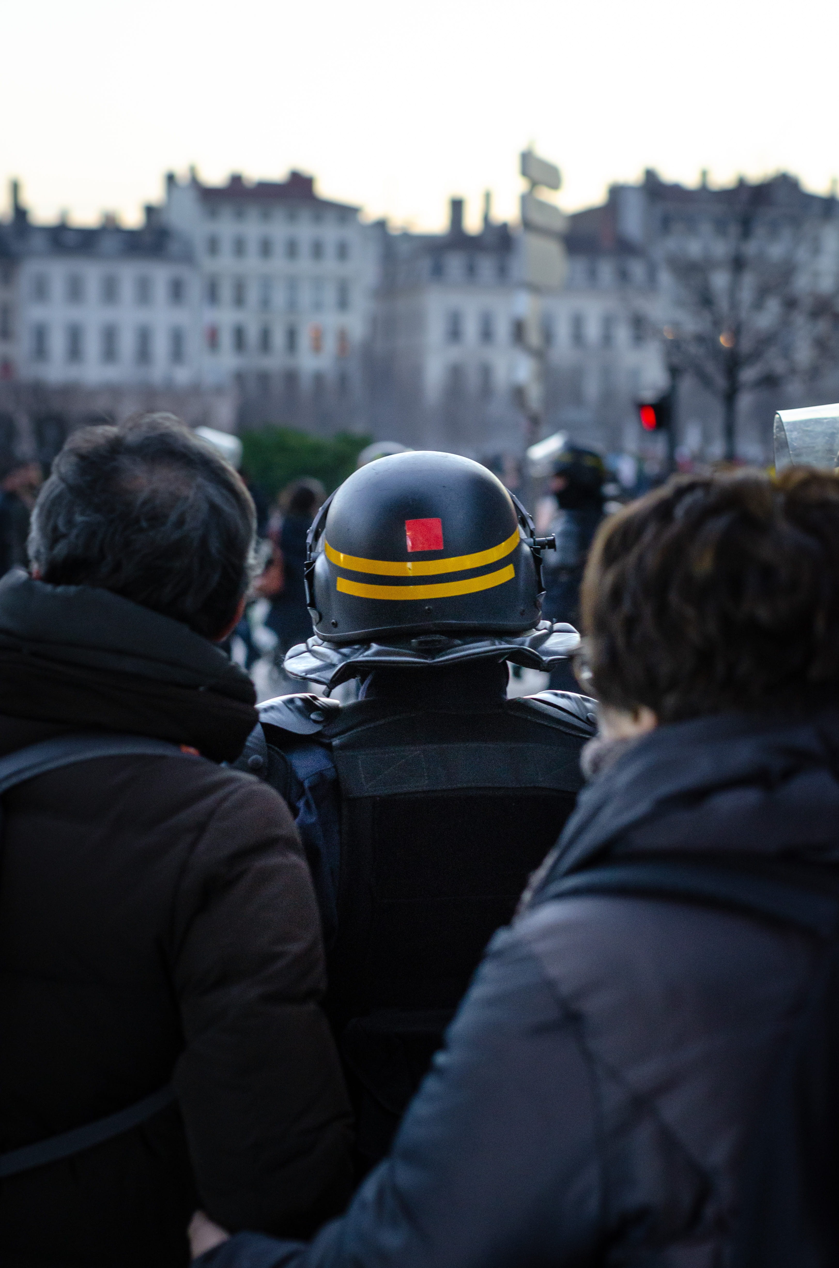 street photography, real people, car, land vehicle, helmet, clothing, street, yellow jackets, adult, cops, police, men, black, photography, jackets, building exterior, Phone HD Wallpaper