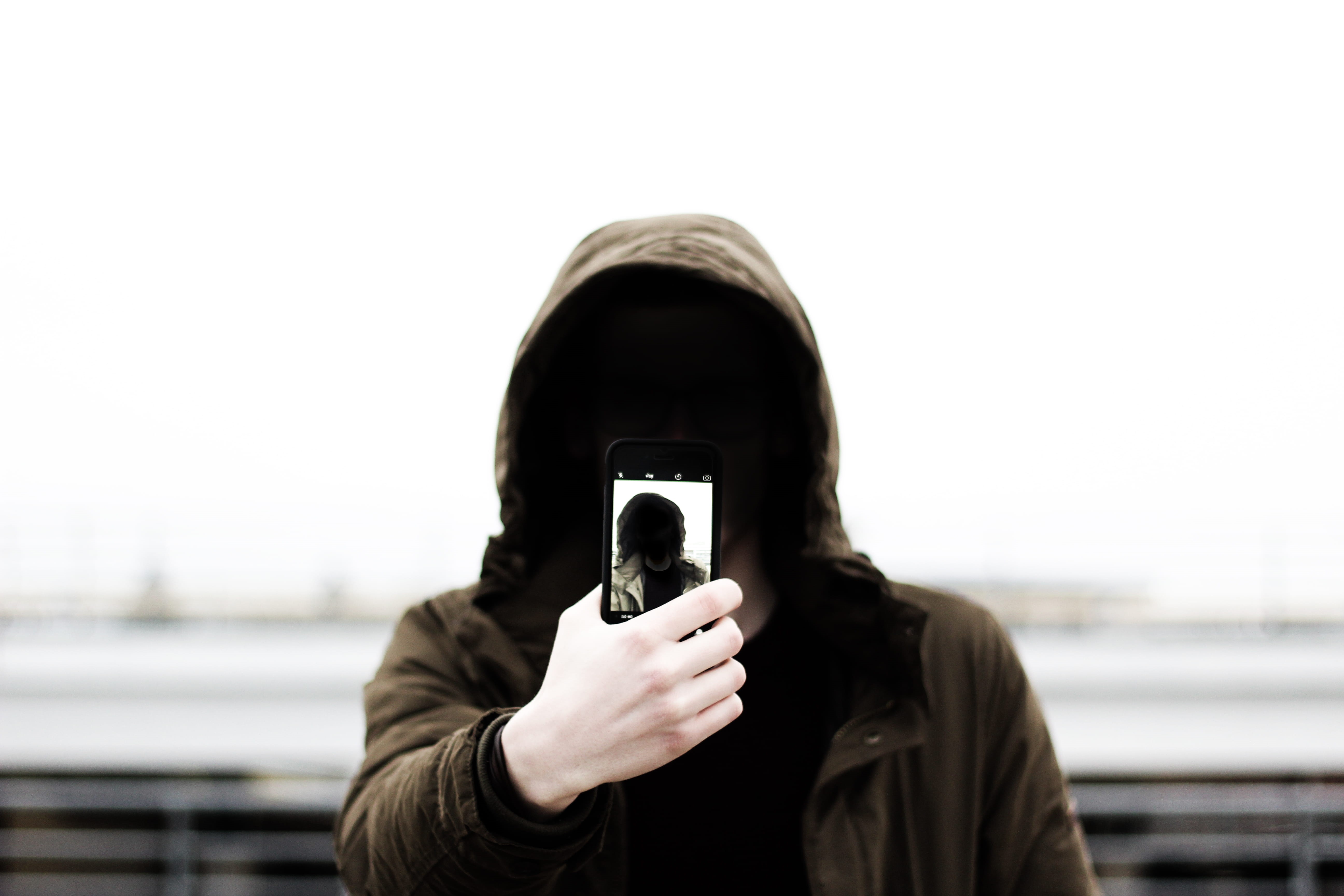 headshot, clothing, urban Scene, sky, people, black, hooded shirt, women, person, 5K, nature, jacket, casual clothing, lifestyles, front view, obscured face, HD Wallpaper