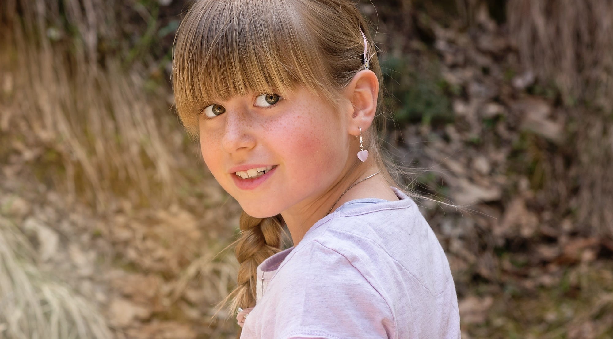 girl, little, outdoors, child, females, offspring, headshot, looking at camera, day, children, happiness, innocence, leisure activity, bangs, hair, blond hair, HD Wallpaper