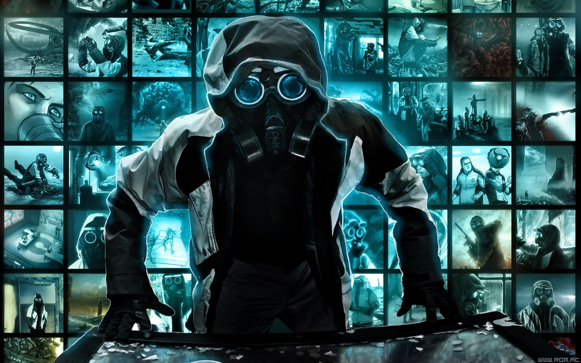 Romantically Apocalyptic, Vitaly S Alexius, gas masks, 1080P, HD Wallpaper