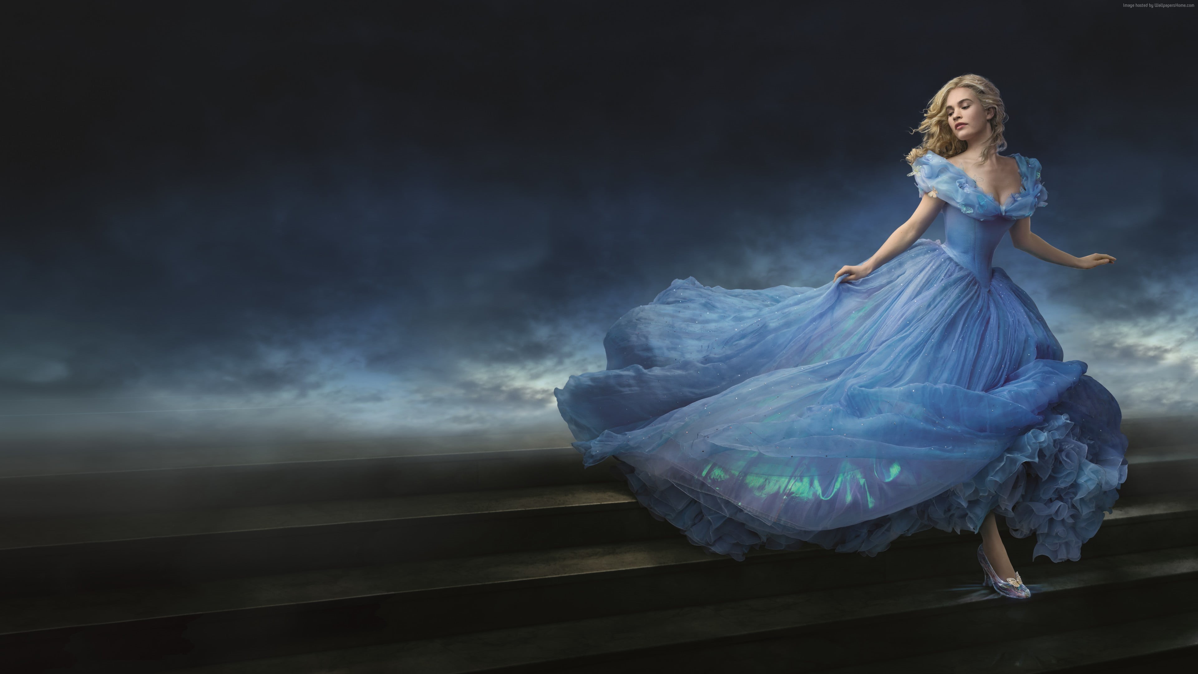 wearing, full length, hairstyle, dress, young women, young adult, adult, clothing, Cinderella, beautiful woman, outdoors, women, blue, wedding, HD Wallpaper