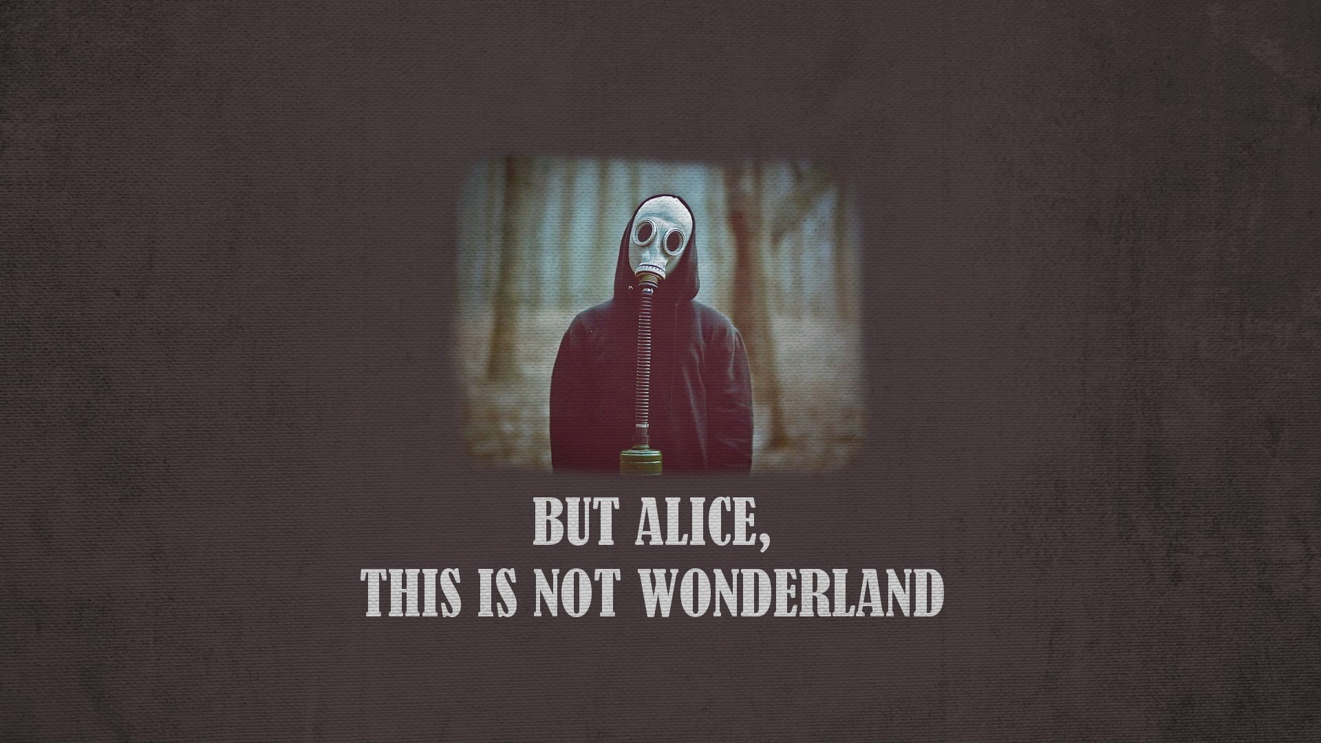 hood - clothing, digital composite, Alice in Wonderland, western script, white, gas masks, casual clothing, overlay, one person, 1080P, indoors, hood, HD Wallpaper