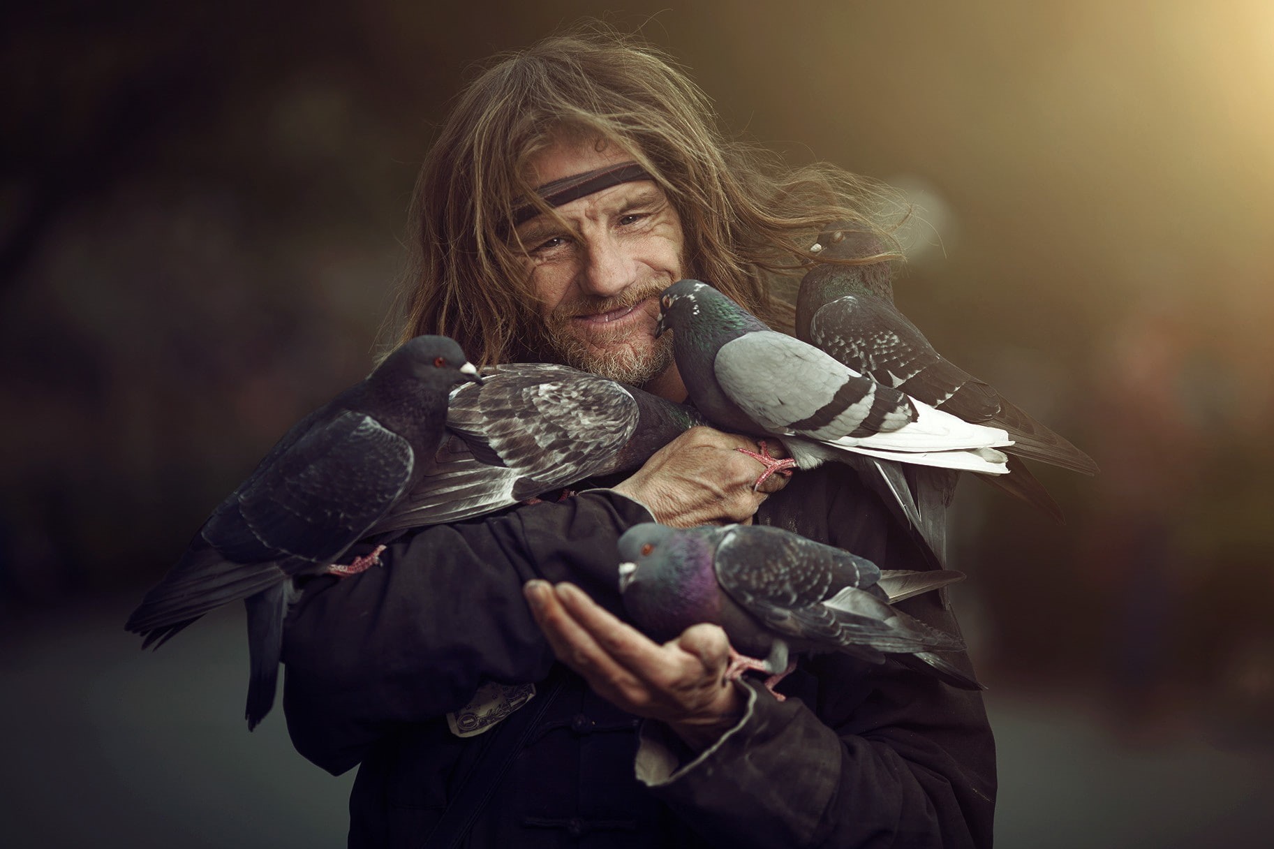 photography, depth of field, people, 720P, birds, HD Wallpaper