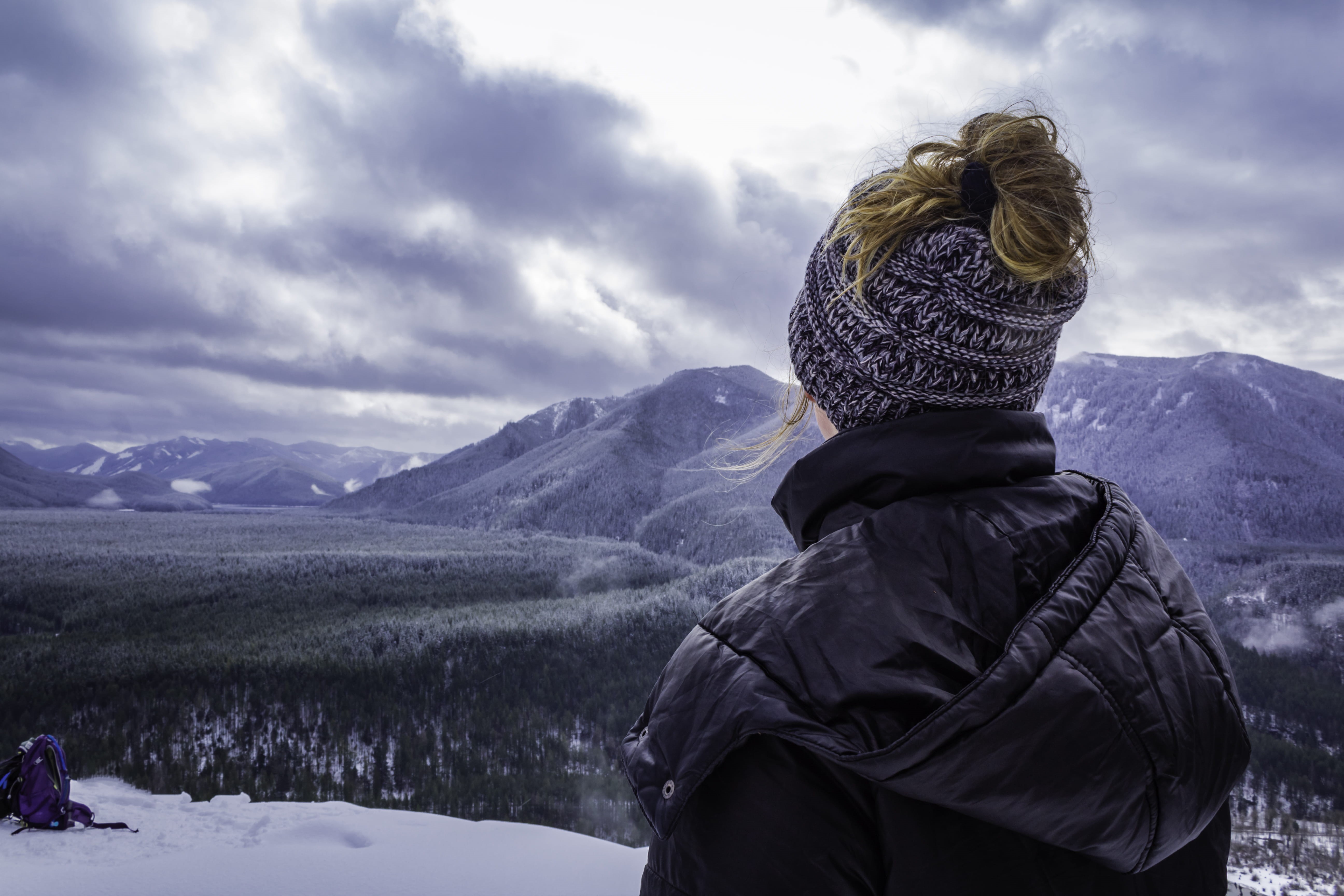 landscape, plant, mountain range, nature, peak, real people, bag, outdoors, snow, cloud - sky, standing, leisure activity, beauty in nature, photographer, HD Wallpaper