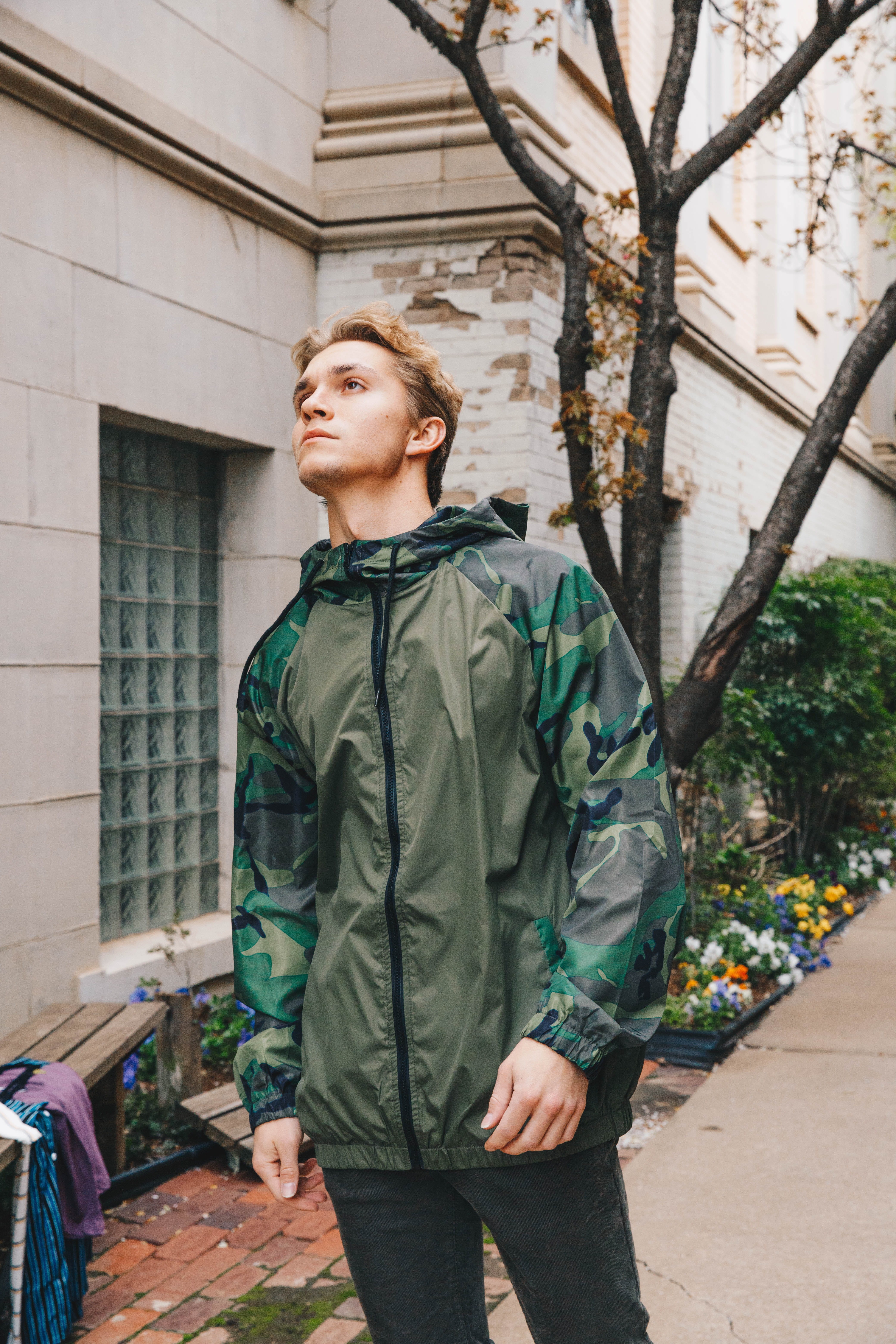 leisure activity, backpack, tree, military, architecture, human, zip, unknown, contemplation, jacket, military uniform, day, males, pergola, one person, Phone HD Wallpaper