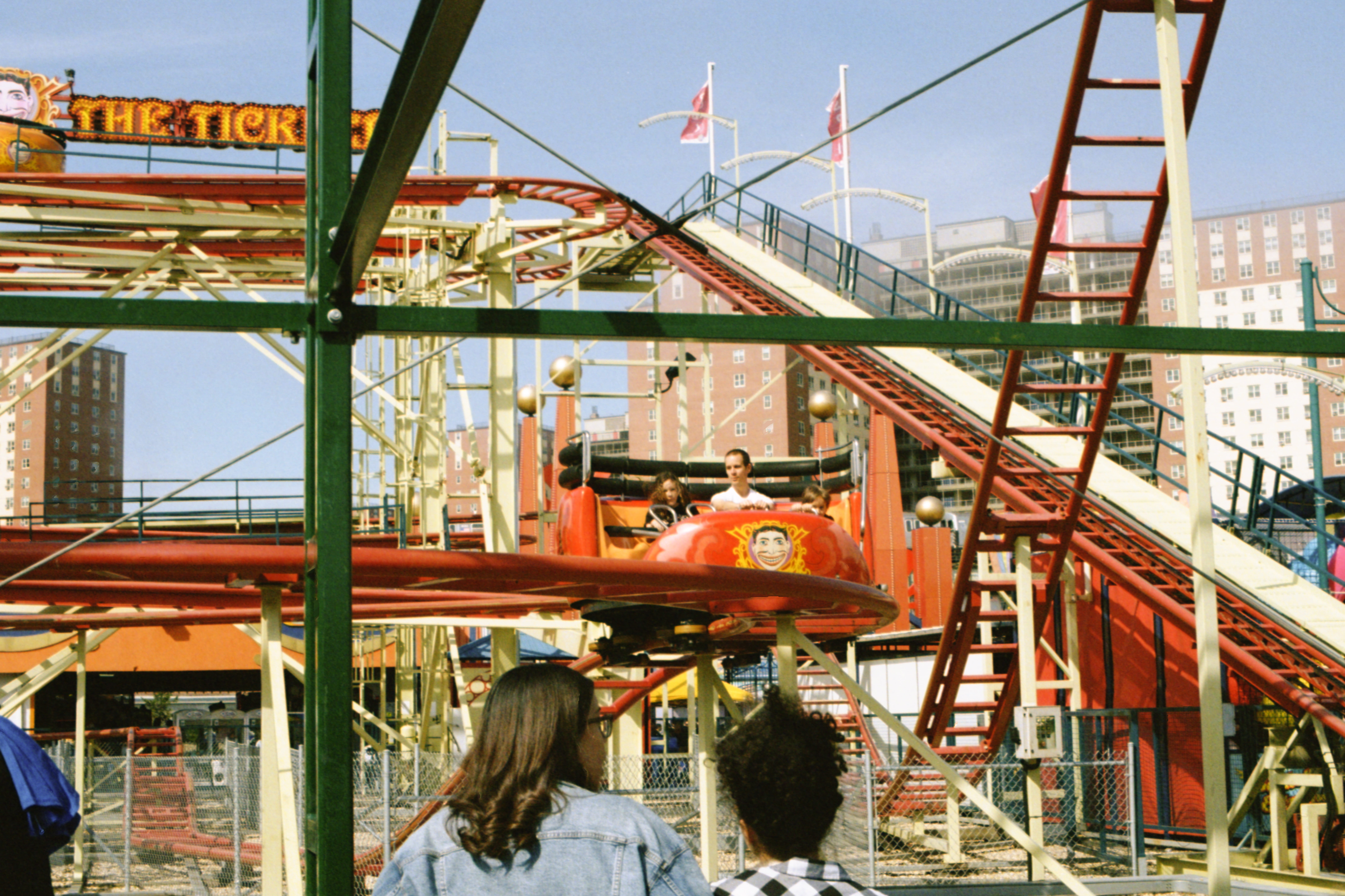 child, outdoors, coaster, adventure, building exterior, rear view, group of people, construction, adult, amusement park ride, leisure activities, roller coaster, HD Wallpaper