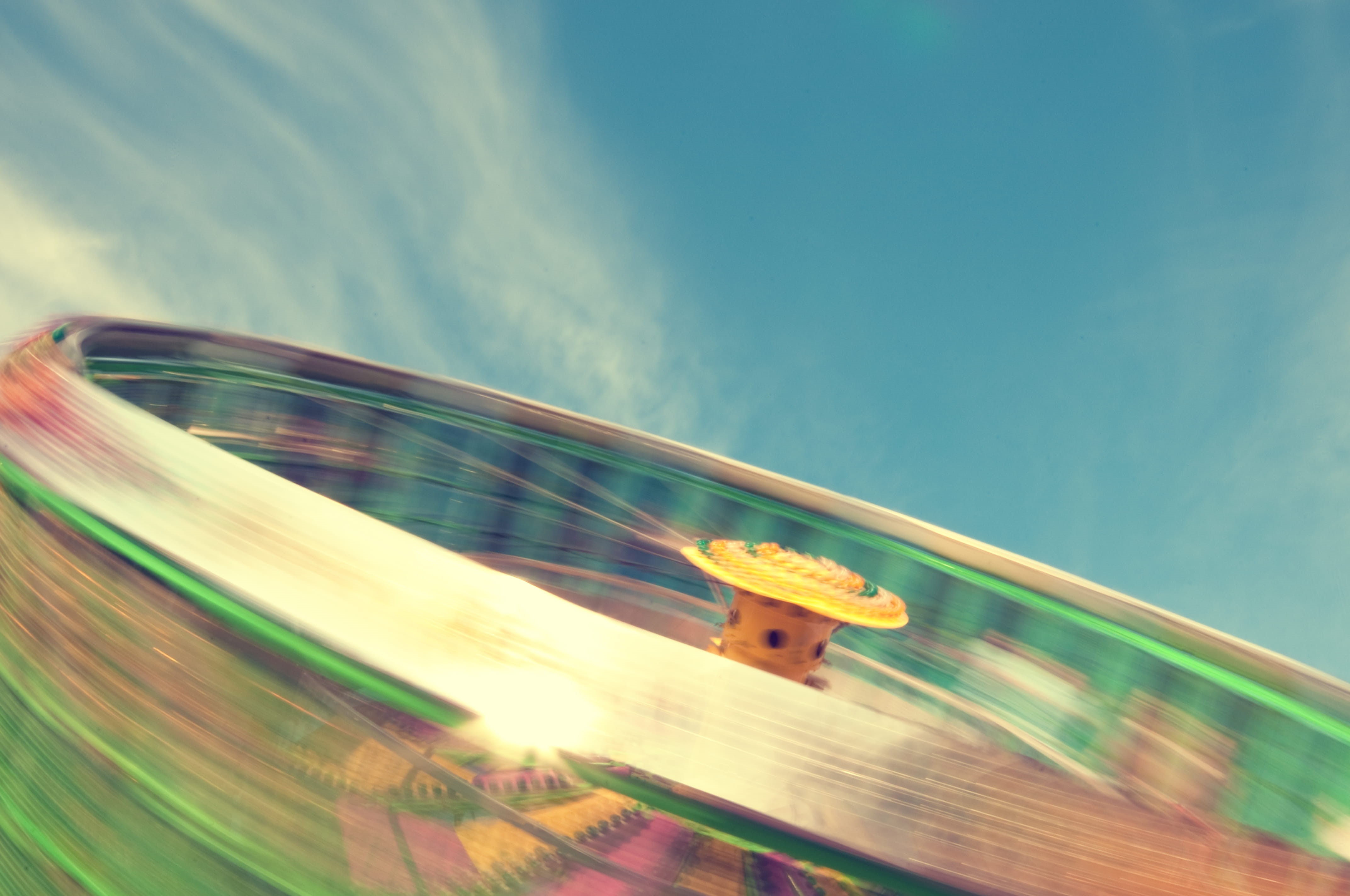 architecture, amusement park, sky, built structure, 4K, ride, motor vehicle, action, crowd, apparel, blurred motion, western fair district, movement, no people, HD Wallpaper