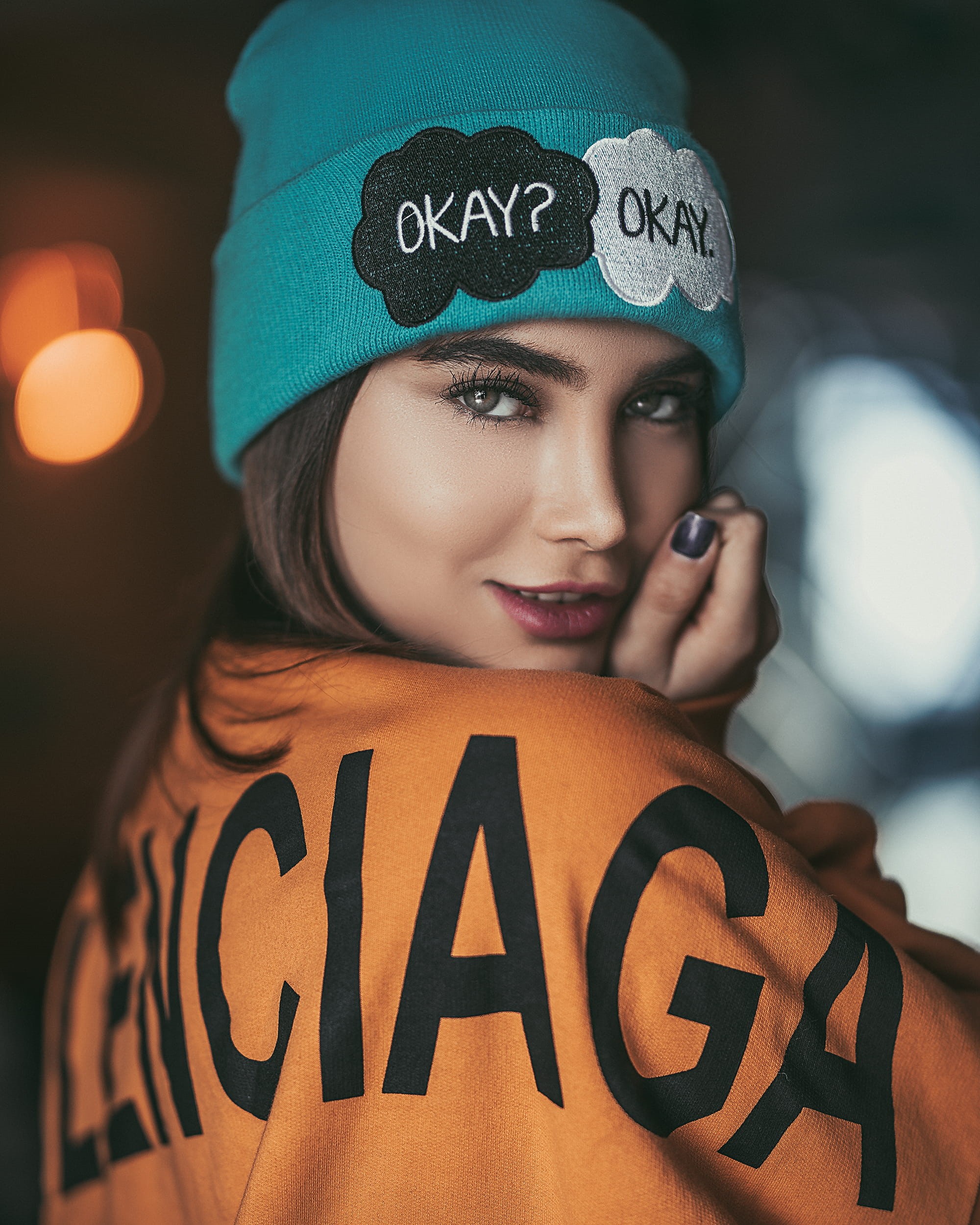 pollen, tattoo, bonnet, finger, helmet, orange, indoors, halloween, young adult, cap, human representation, wearing, lifestyles, bandana, headband, close-up, Phone HD Wallpaper