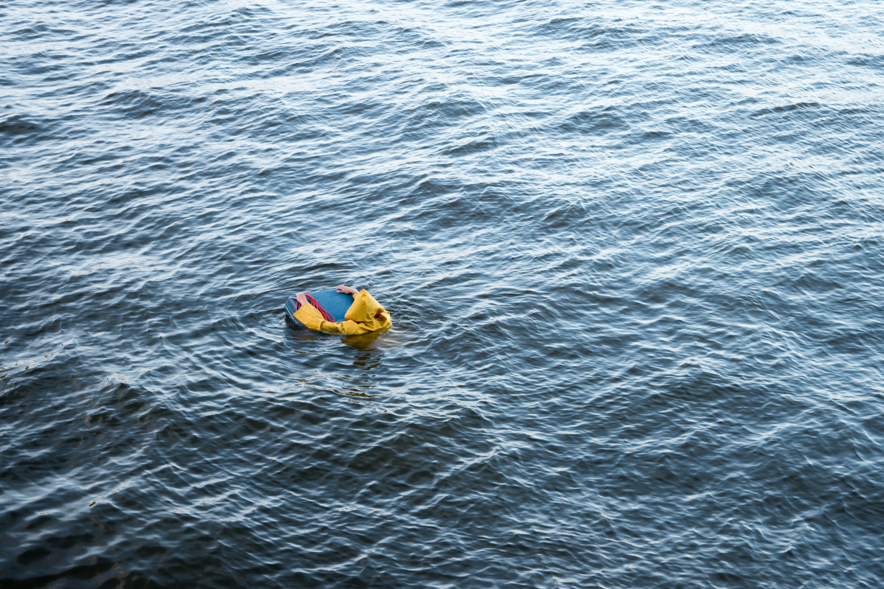 swim, person, sea, day, water, high angle view, netherlands, one person, beauty in nature, waterfront, tranquility, inflatable, 2K, ripples, drowning, HD Wallpaper