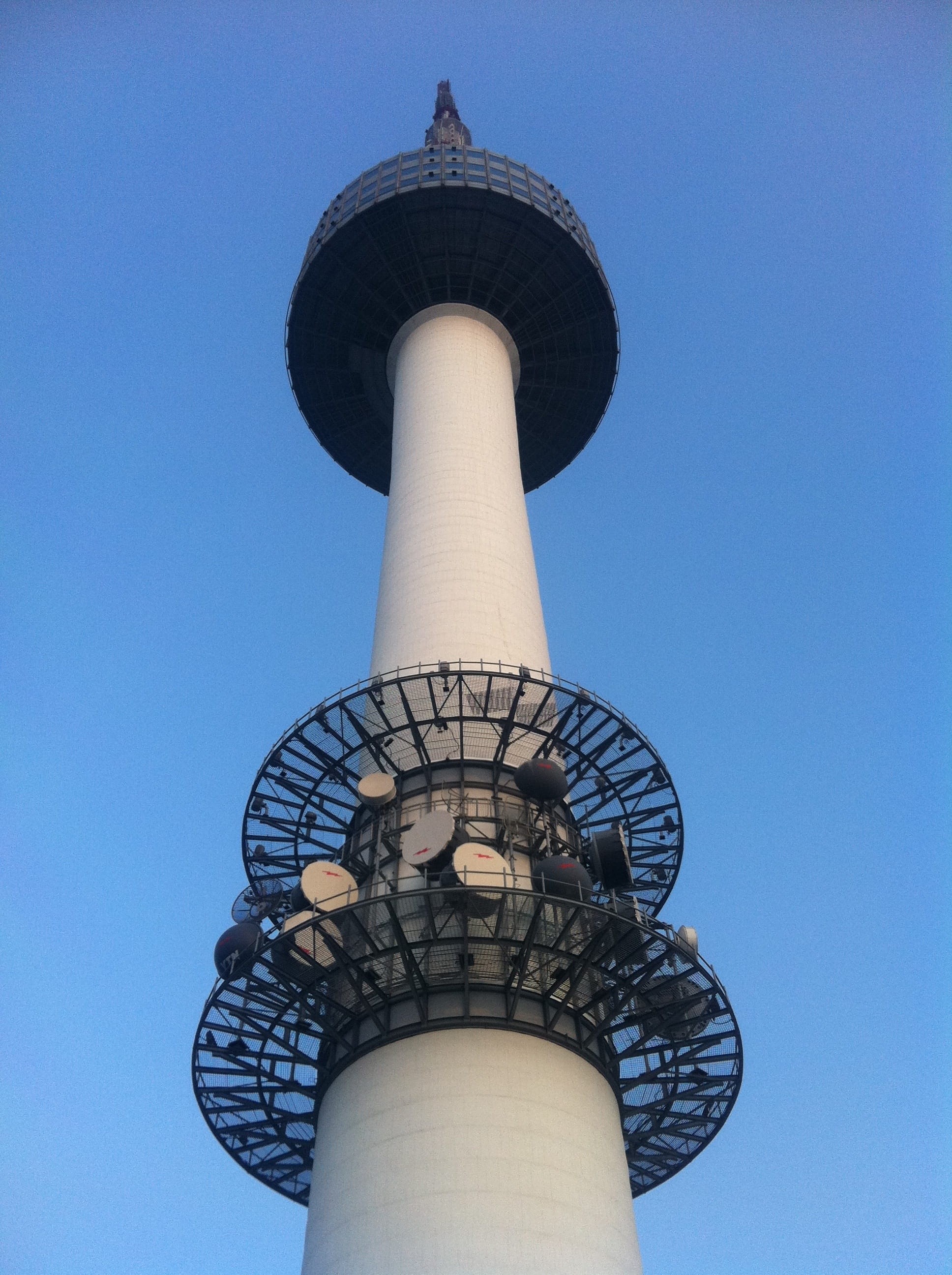 architecture, Namsan Tower, Seoul Tower, blue, travel, tall - high, no people, Tower, sky, communication, 2K, low angle view, spire, built structure, nature, Phone HD Wallpaper