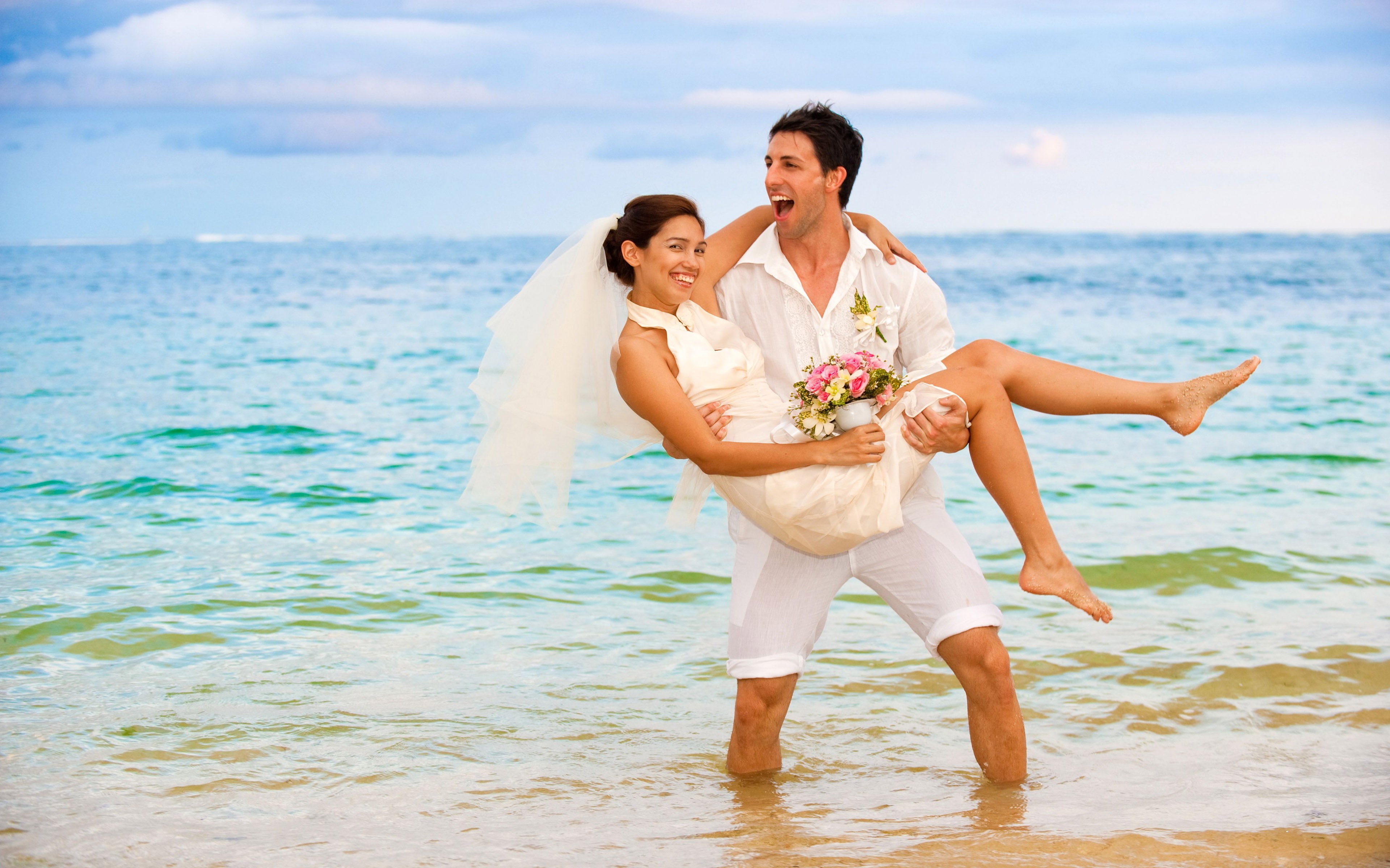 love, wedding, couple, hd, photo, beach, attractive, romantic, 4K, HD Wallpaper