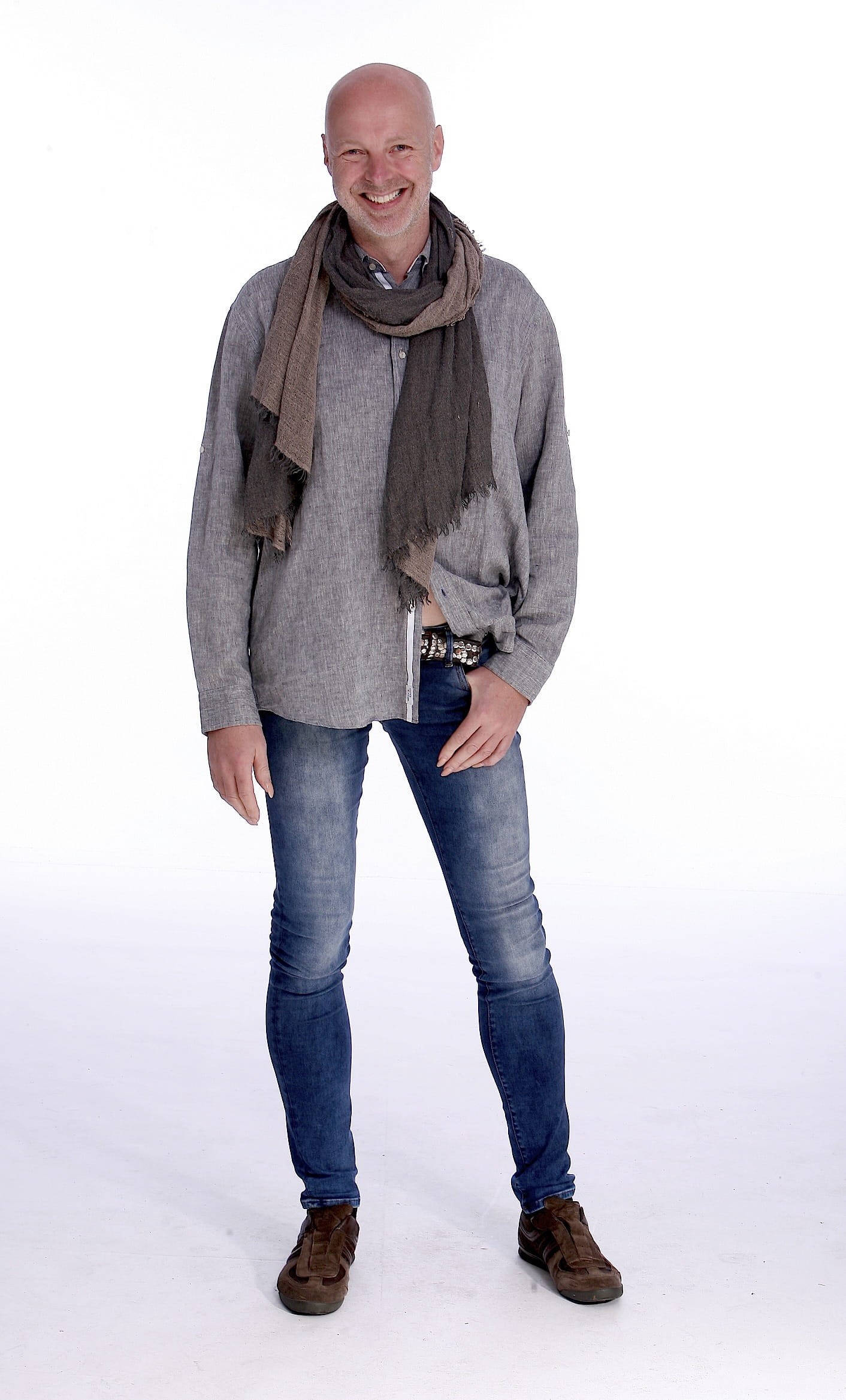 fashion, laughing, full Length, person, man, emotion, casual Clothing, model, scarf, males, winter, looking At Camera, happiness, jeans, cut Out, 1080P, Phone HD Wallpaper