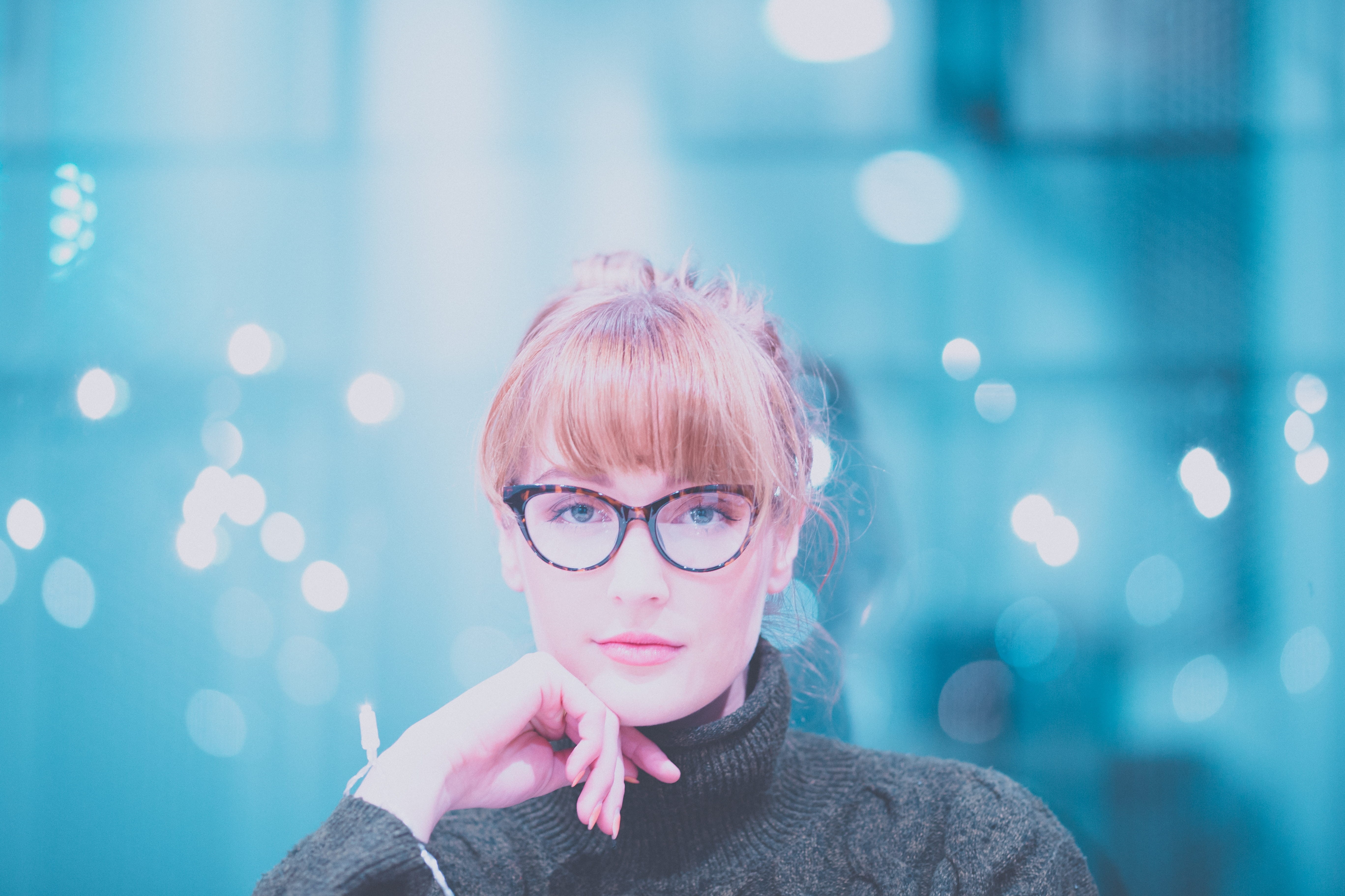 caucasian, headshot, warm clothing, caucasian Ethnicity, people, looking at camera, polka dot, young Women, lifestyles, women, wearing, spectacles, 5K, HD Wallpaper