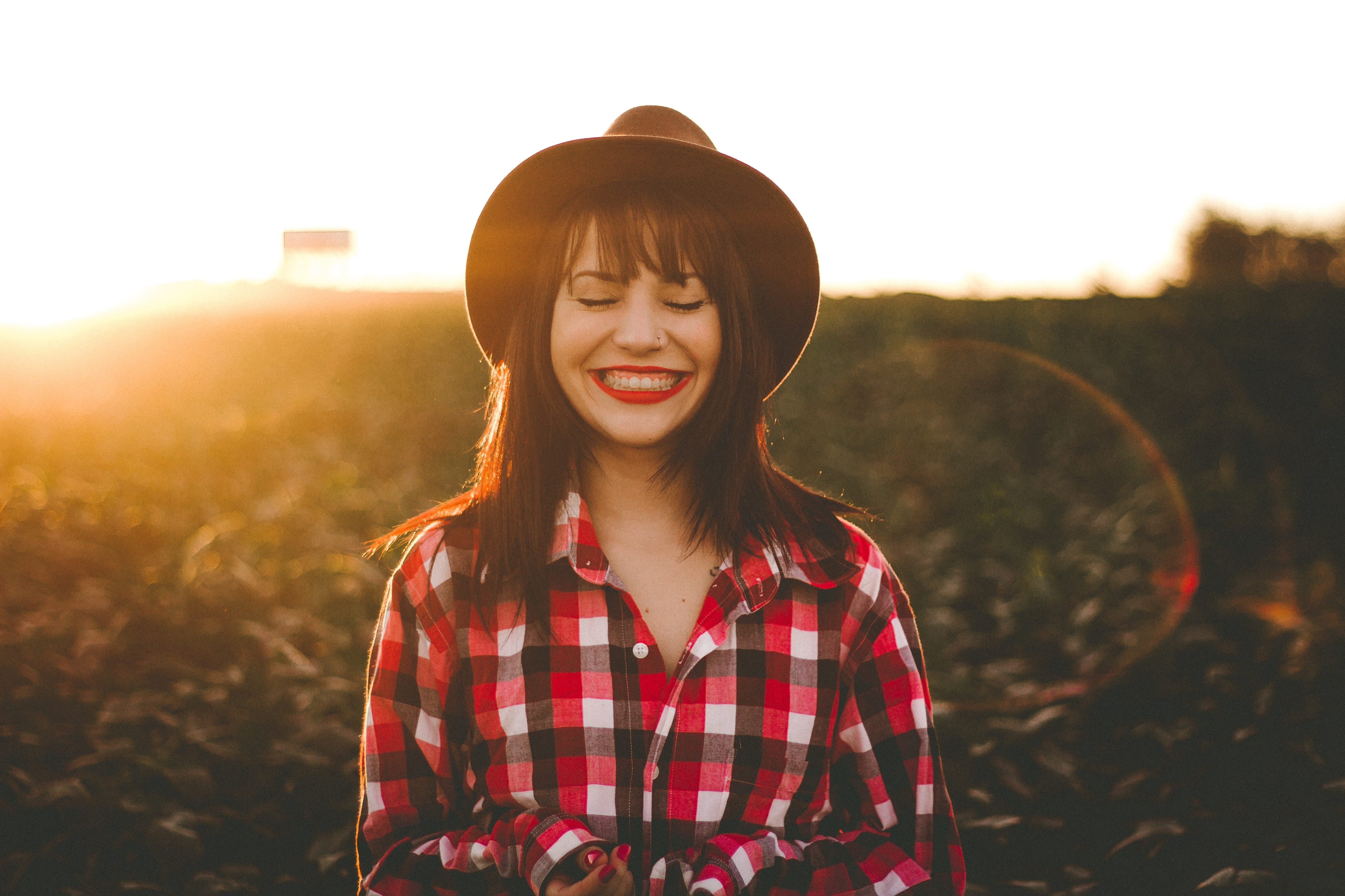 caucasian Ethnicity, flannel, sunlight, autumn, happiness, focus on foreground, only women, lifestyles, portrait, outdoors, surrounded, photo, shirt, white, HD Wallpaper