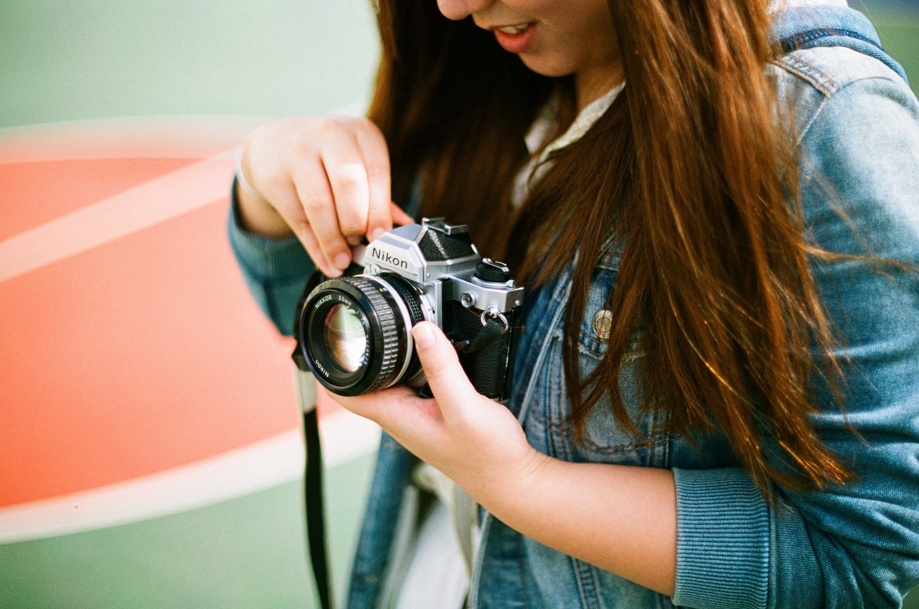photographer, casual Clothing, camera, one woman only, getting, happiness, black, holding, smiling, denim jacket, woman, females, young Adult, brown hair, HD Wallpaper