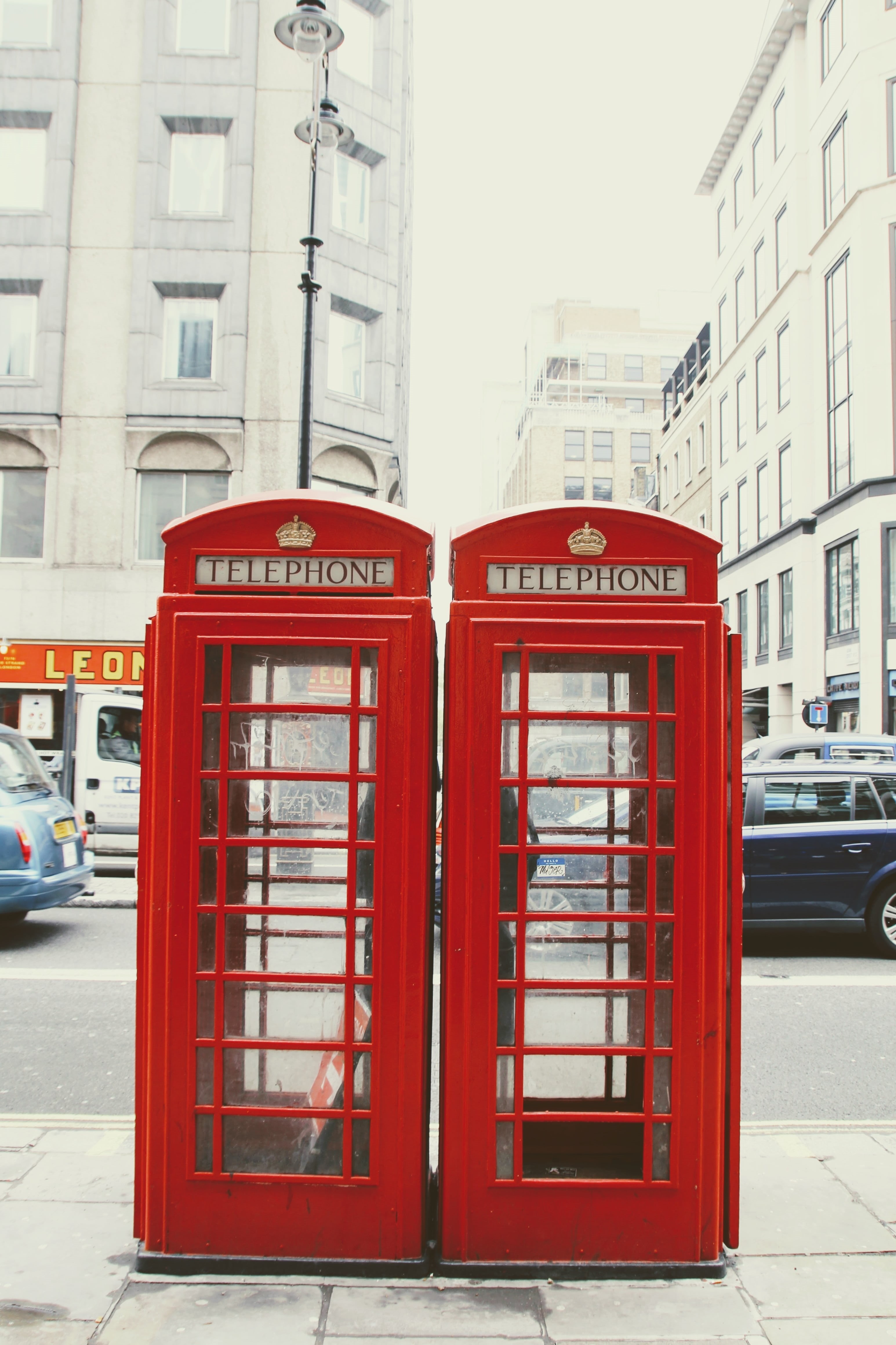 no people, land vehicle, dispensary, architecture, london, red telephone box, sidewalk, building exterior, telephone booth, connection, phone booth, vintage, Phone HD Wallpaper